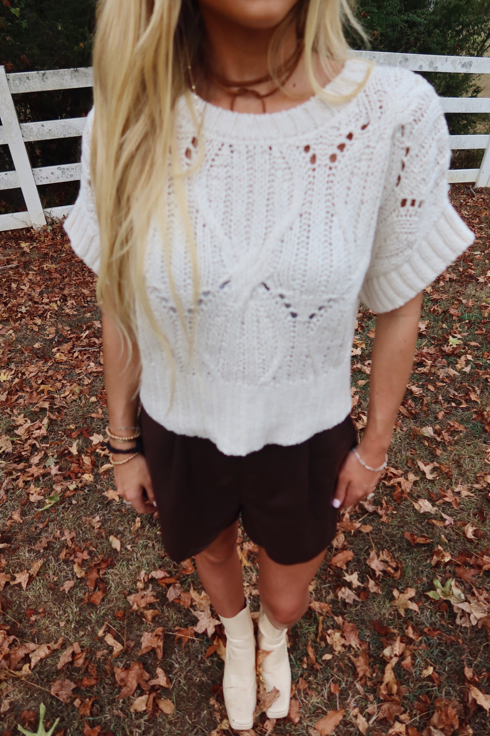 Lennie Crochet Sweater (White)