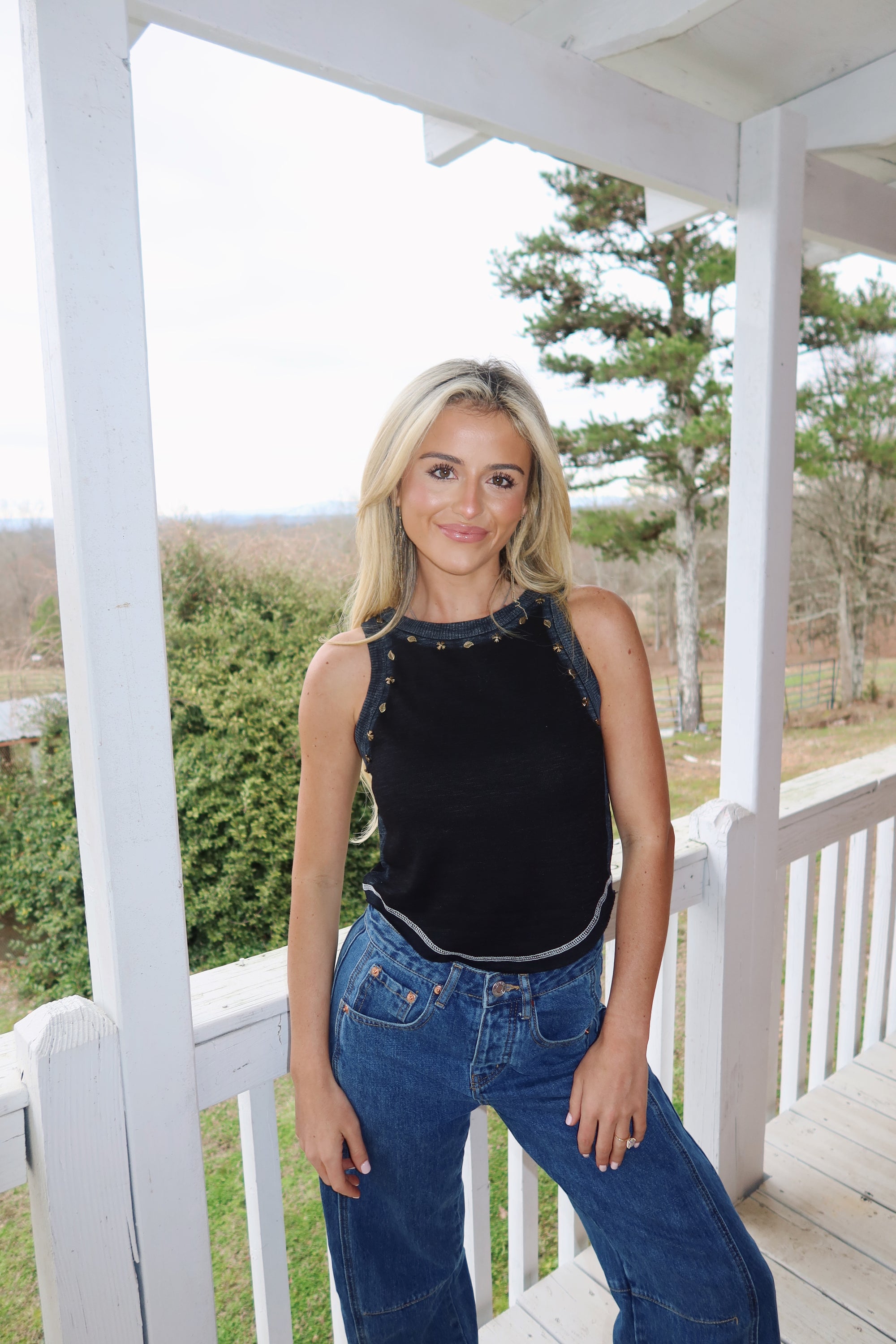 Audrey Sleeveless Knit Top-Black