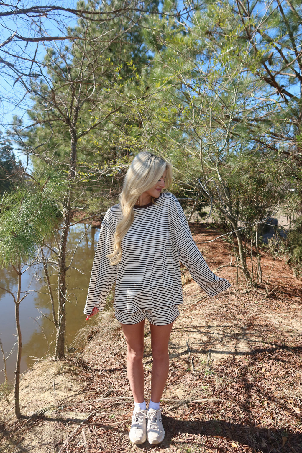 Rosie Striped Shorts Set (Brown)