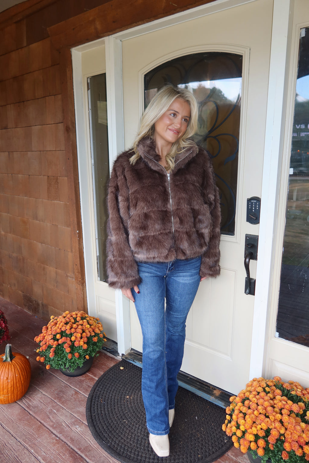 Heidi Plush Faux Fur Cropped Jacket