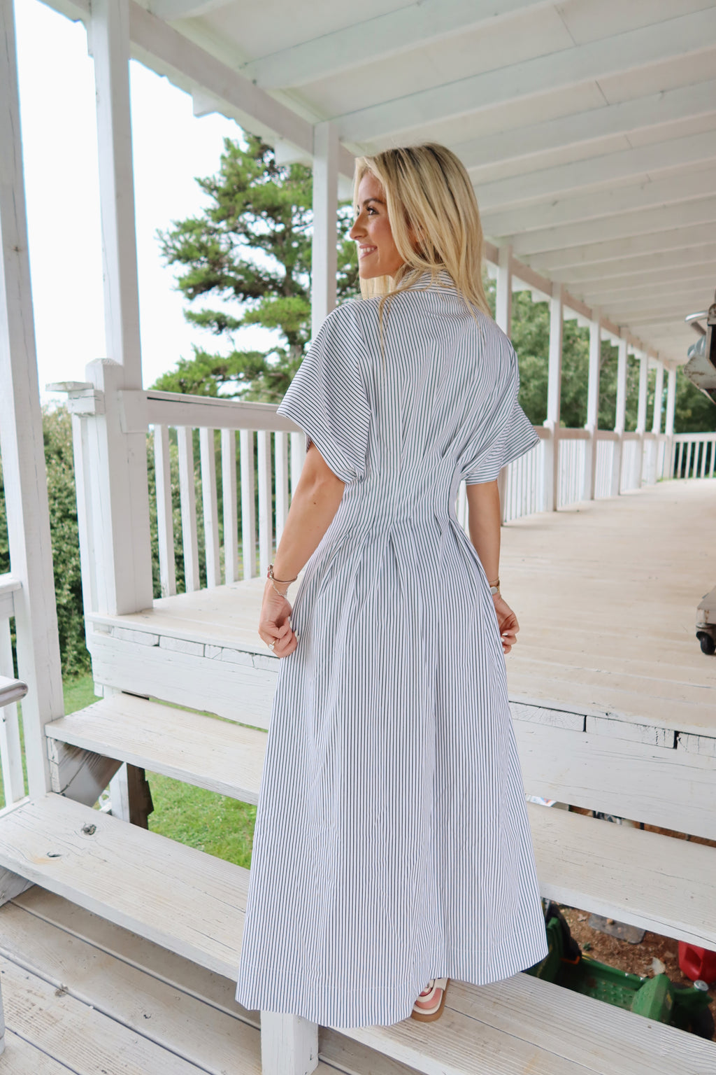 Pin-Stripe Midi Dress