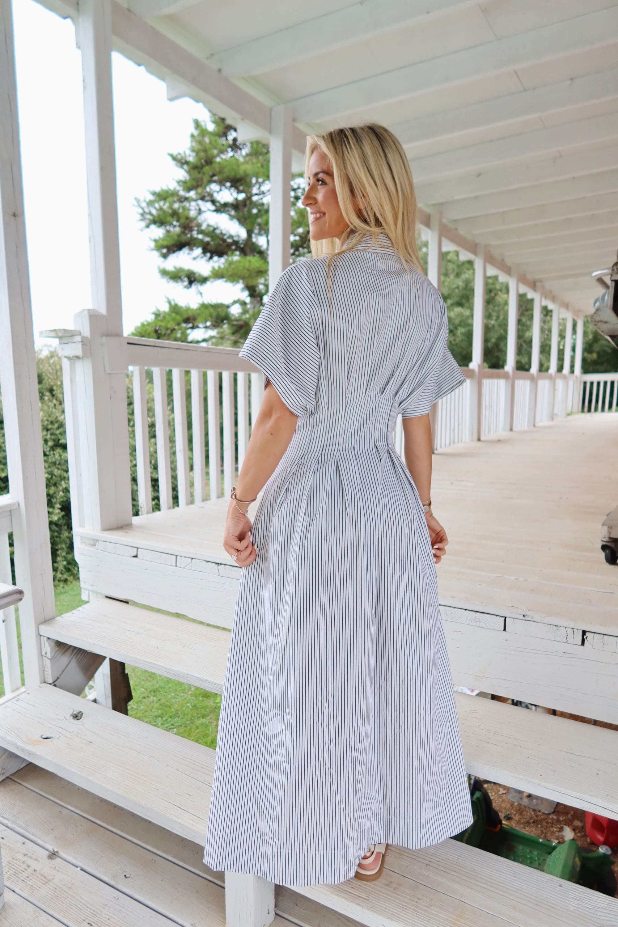 Pin-Stripe Midi Dress