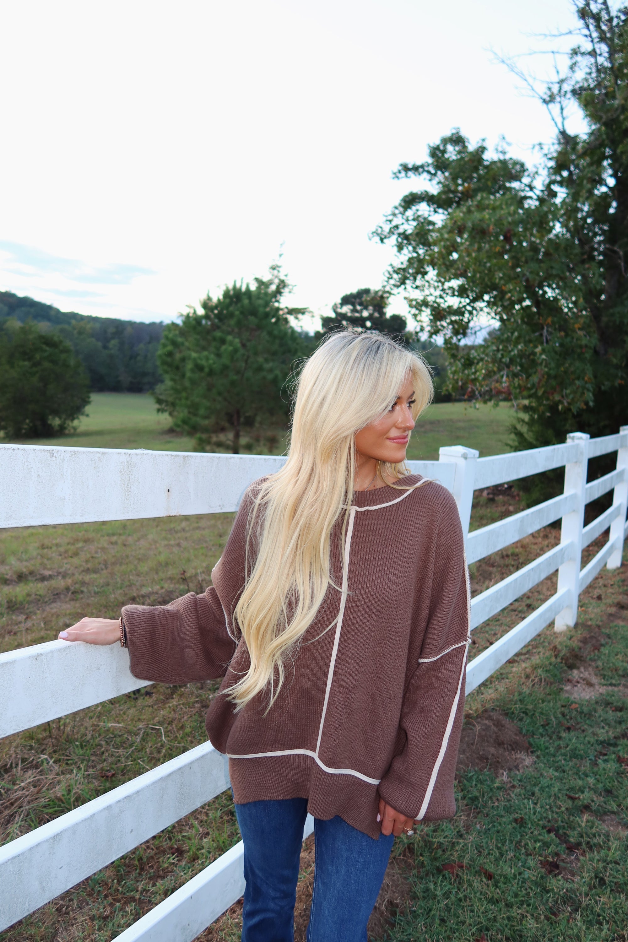 Chestnut Exposed Seam Sweater