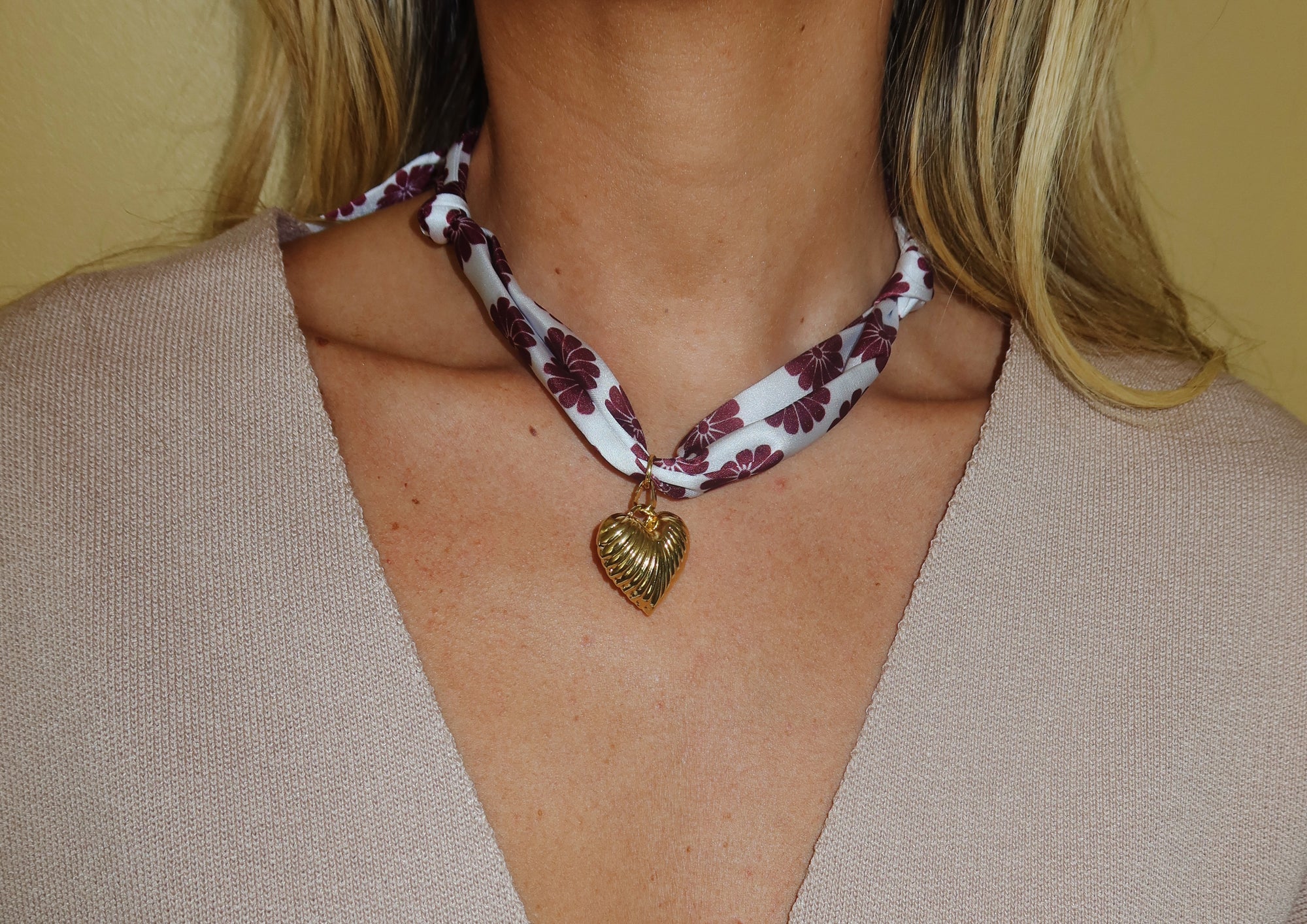 Gigi Scarf Necklace- Maroon Floral