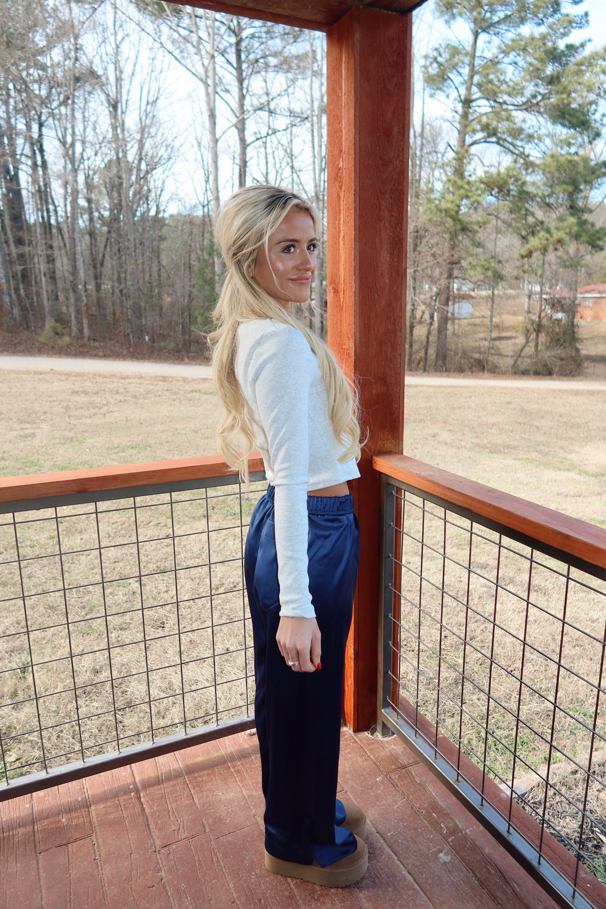 Sylvie Satin Pants (Navy)