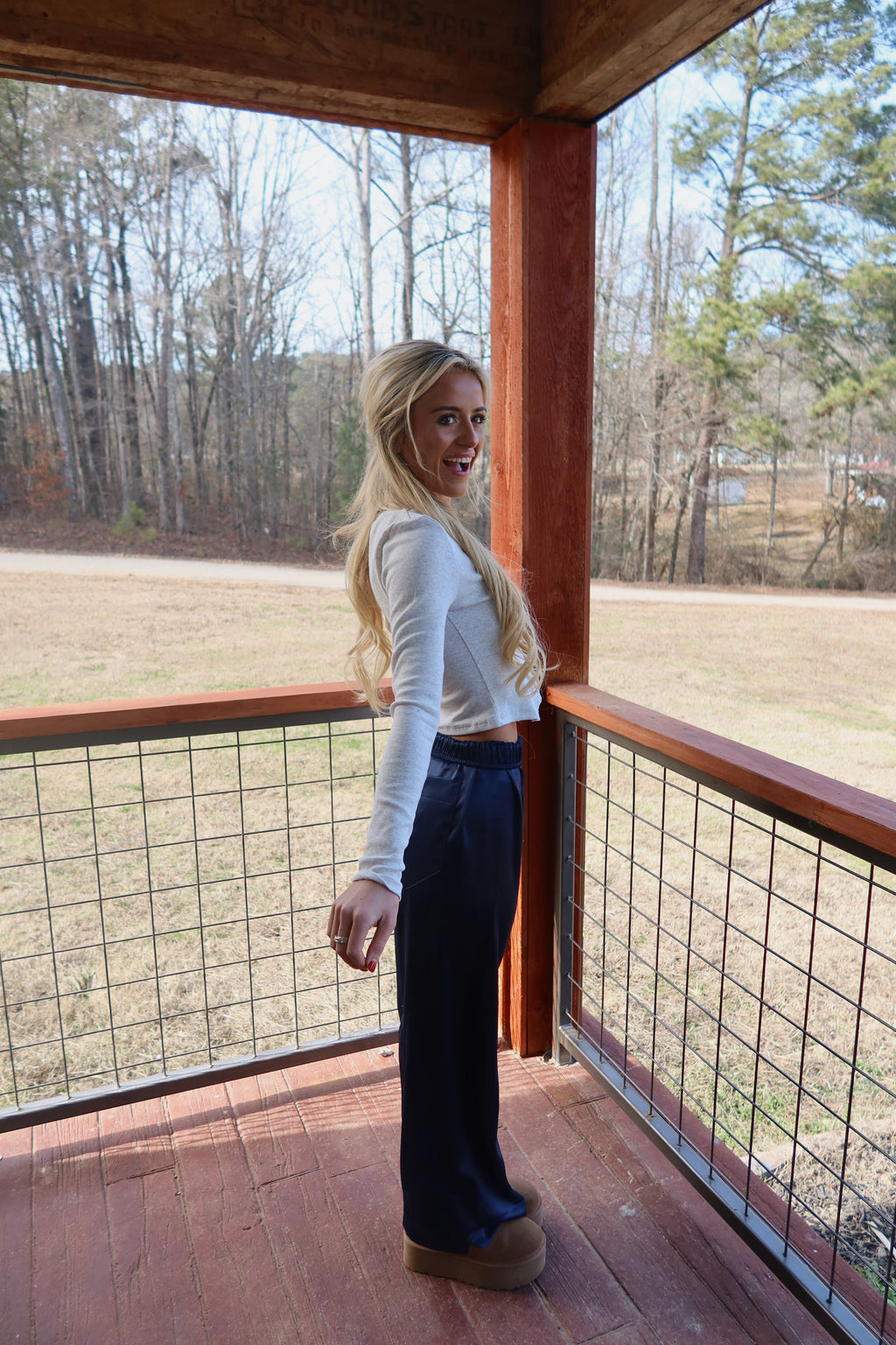 Sylvie Satin Pants (Navy)