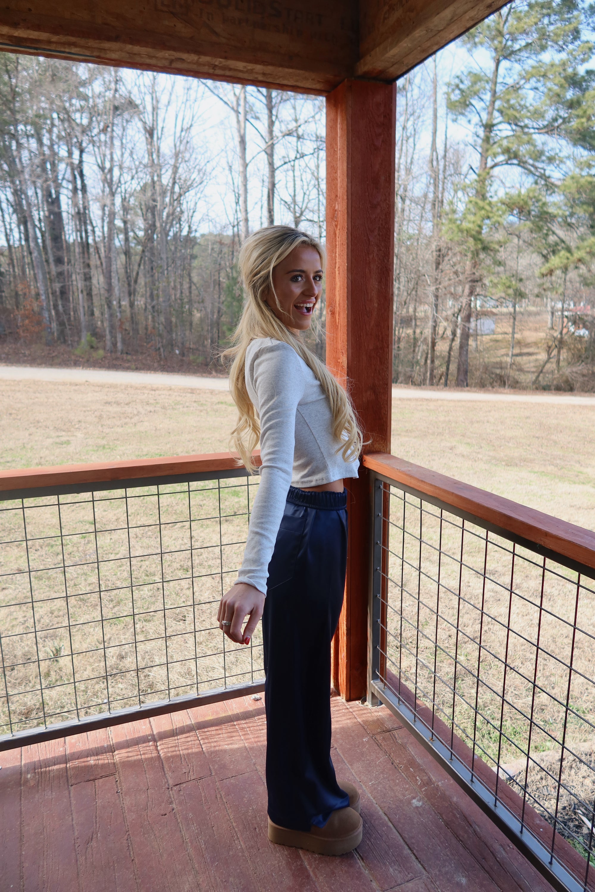 Sylvie Satin Pants (Navy)