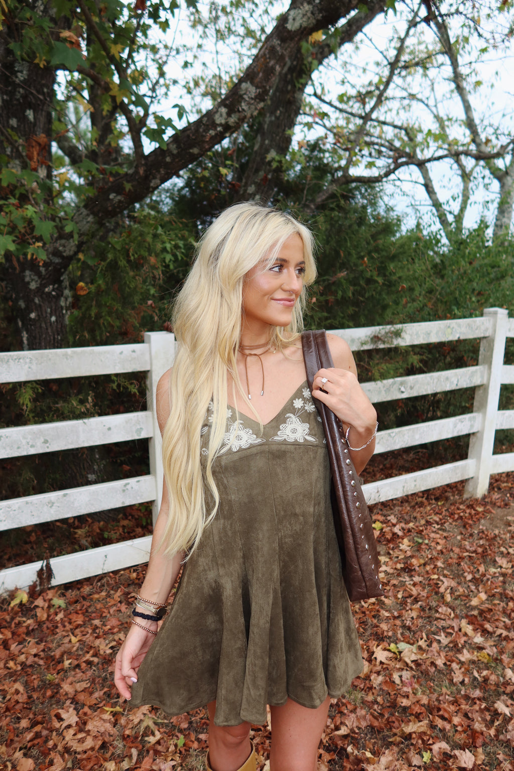 Olive Bloom Mini Dress