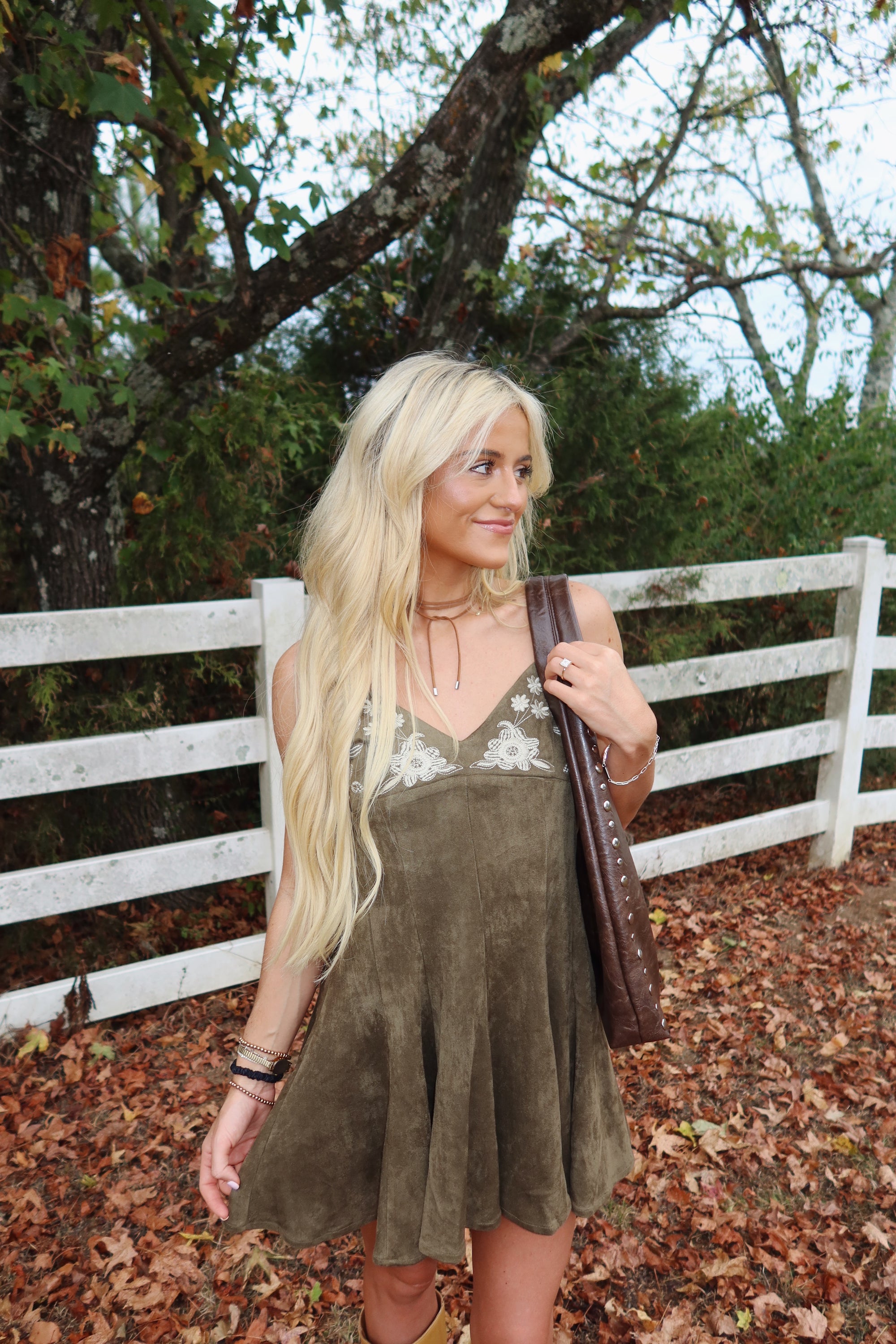 Olive Bloom Mini Dress