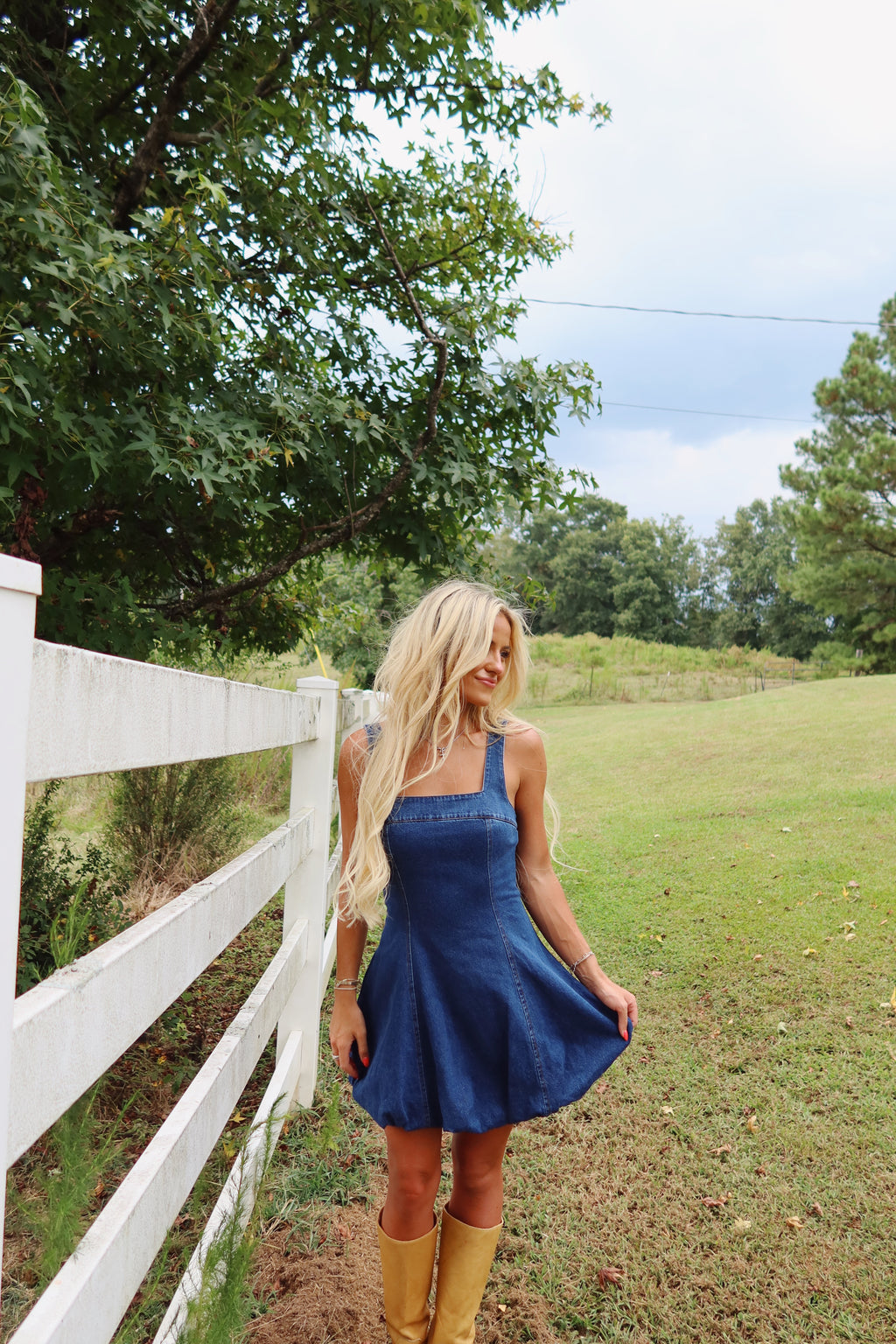 Bubble Hem Denim Dress