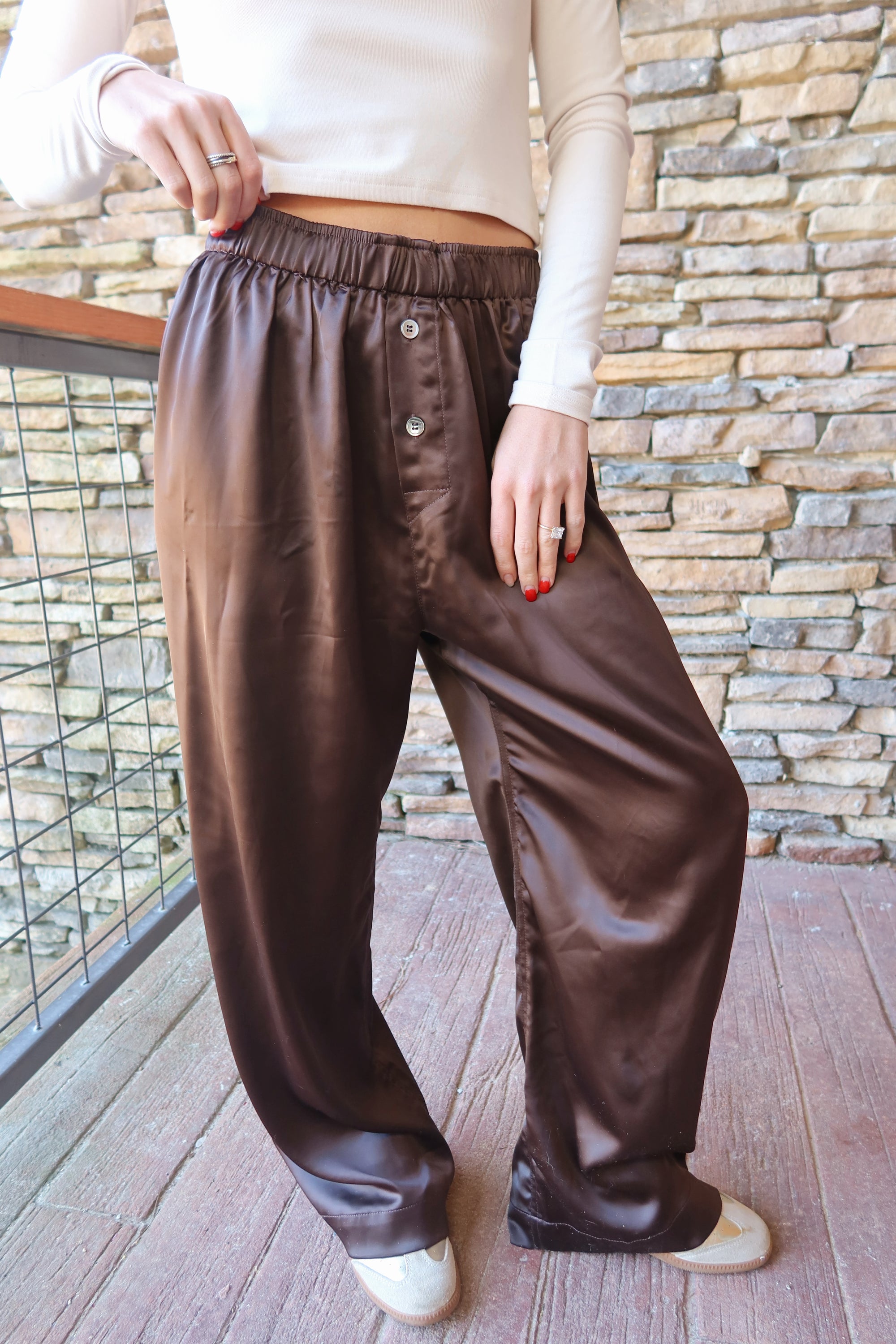 Sylvie Satin Pants (Brown)