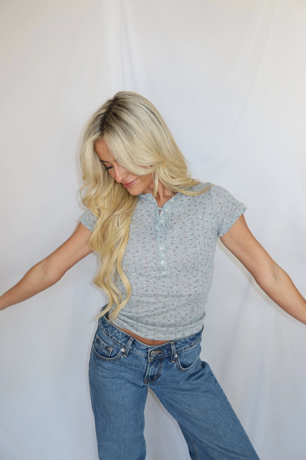 Luna Ribbed Baby Tee (Grey)