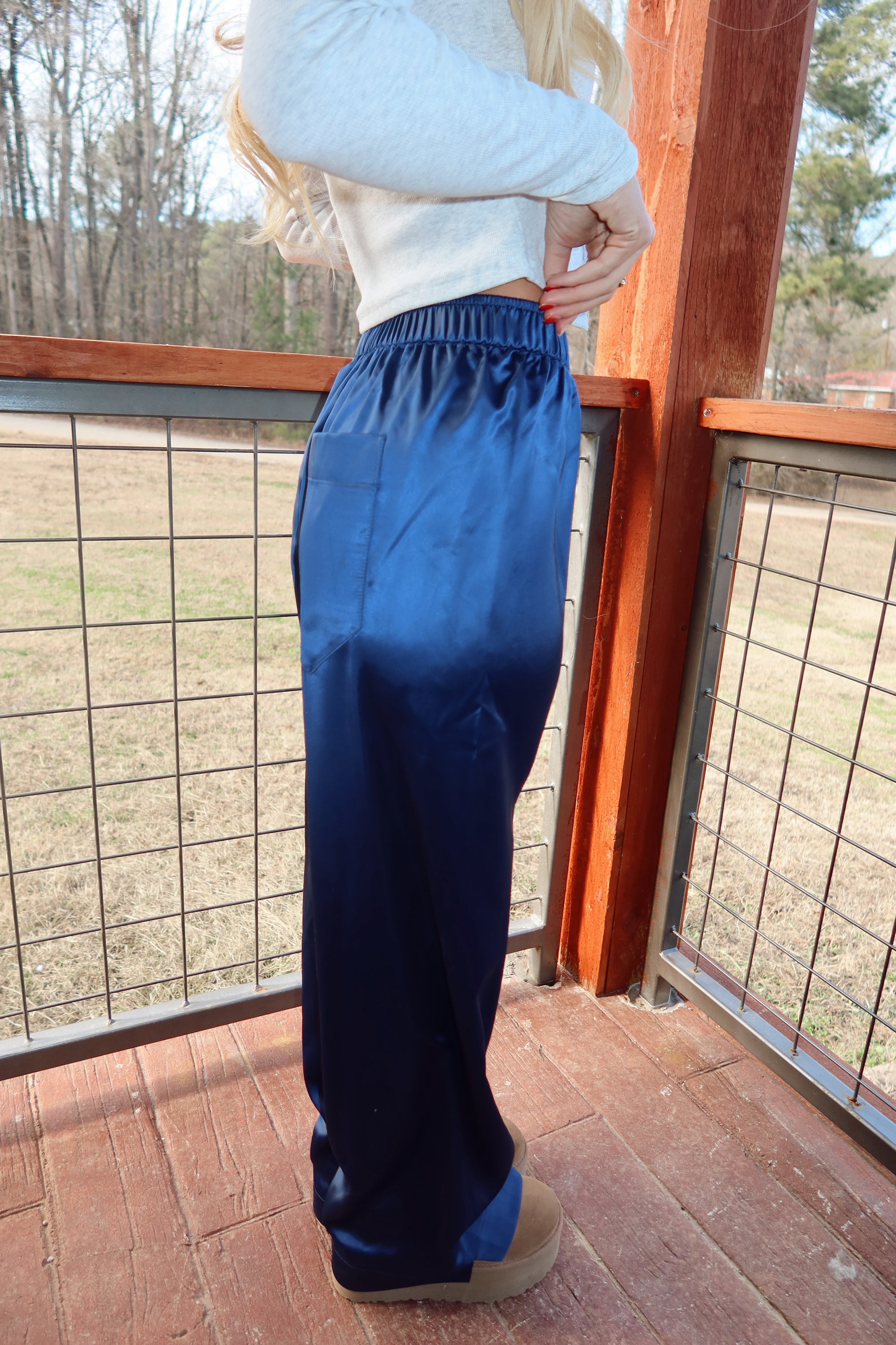 Sylvie Satin Pants (Navy)