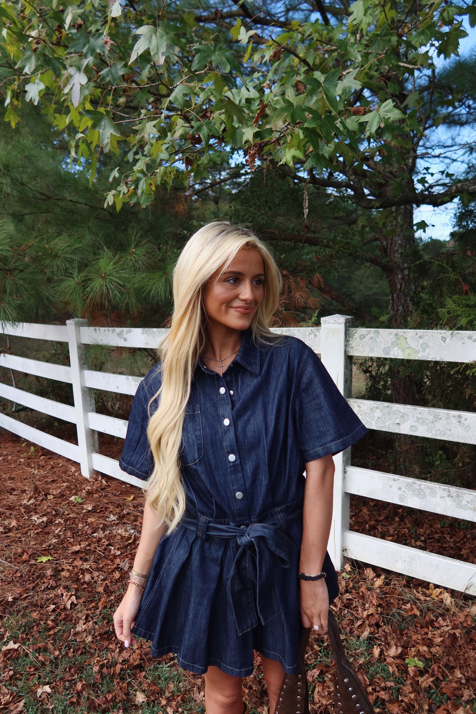 Denim Days Belted Romper Dress