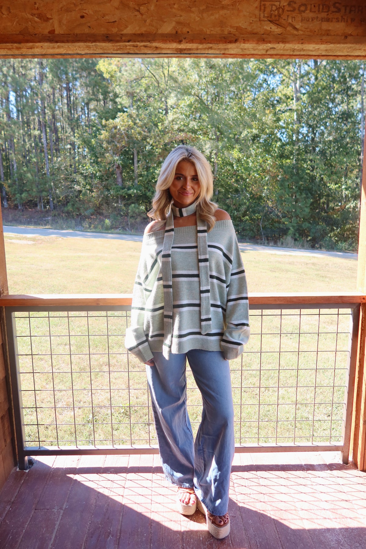 Brooke Striped Sweater with Scarf