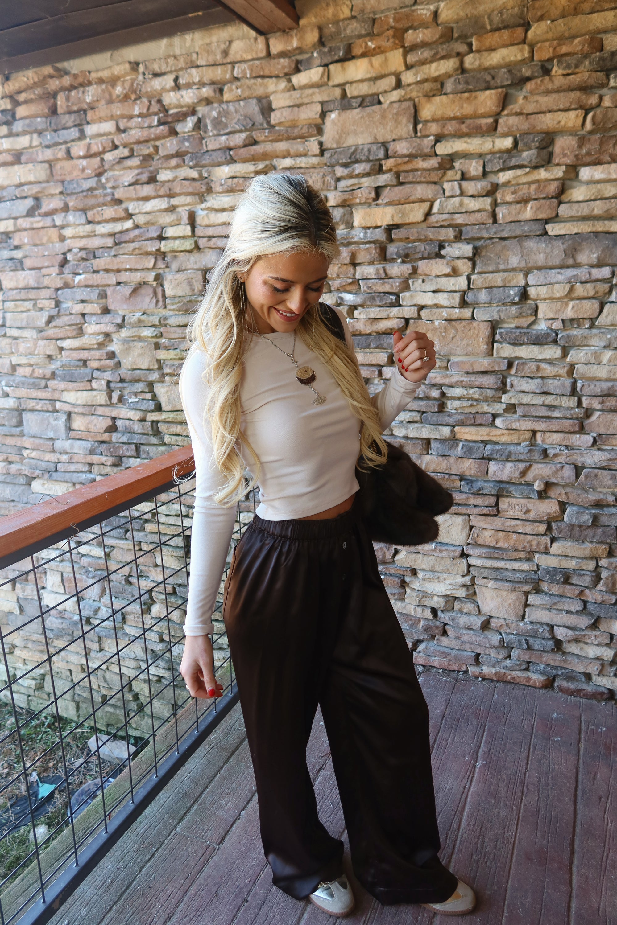 Sylvie Satin Pants (Brown)