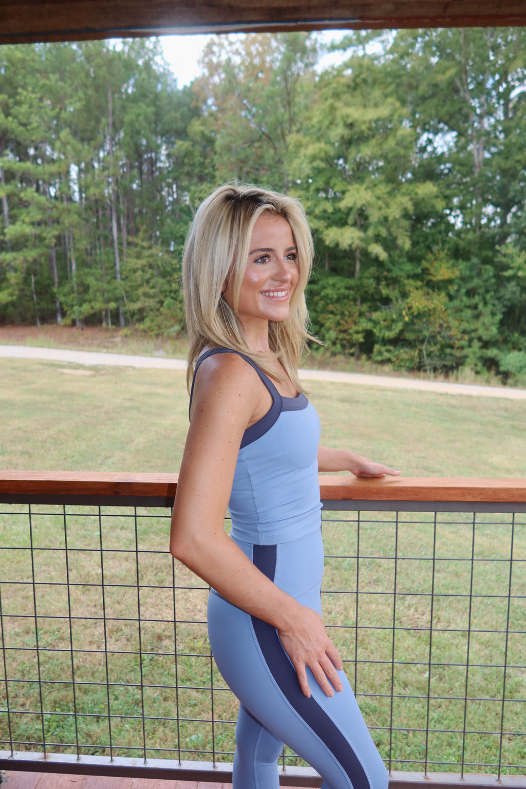 Contrast Block Tank Top (Dusty Blue)