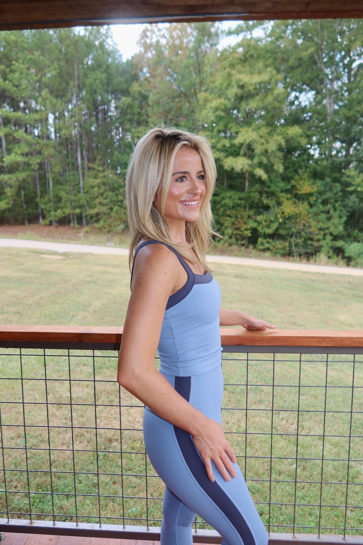 Contrast Block Tank Top (Dusty Blue)