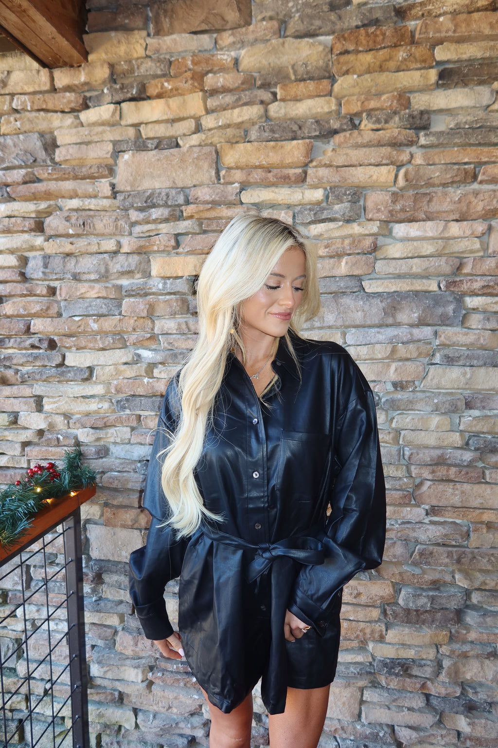 Bre Leather Romper (Black)