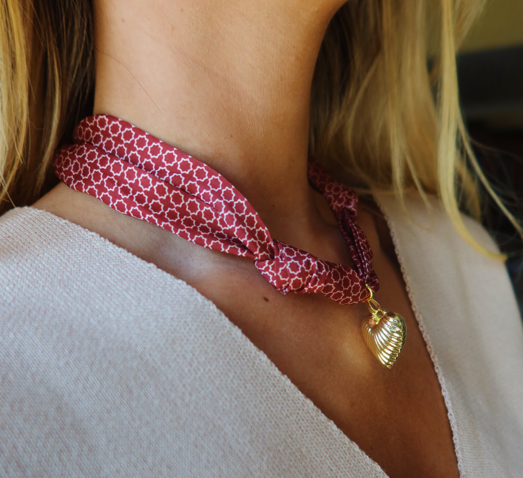 Gigi Scarf Necklace- Burgundy