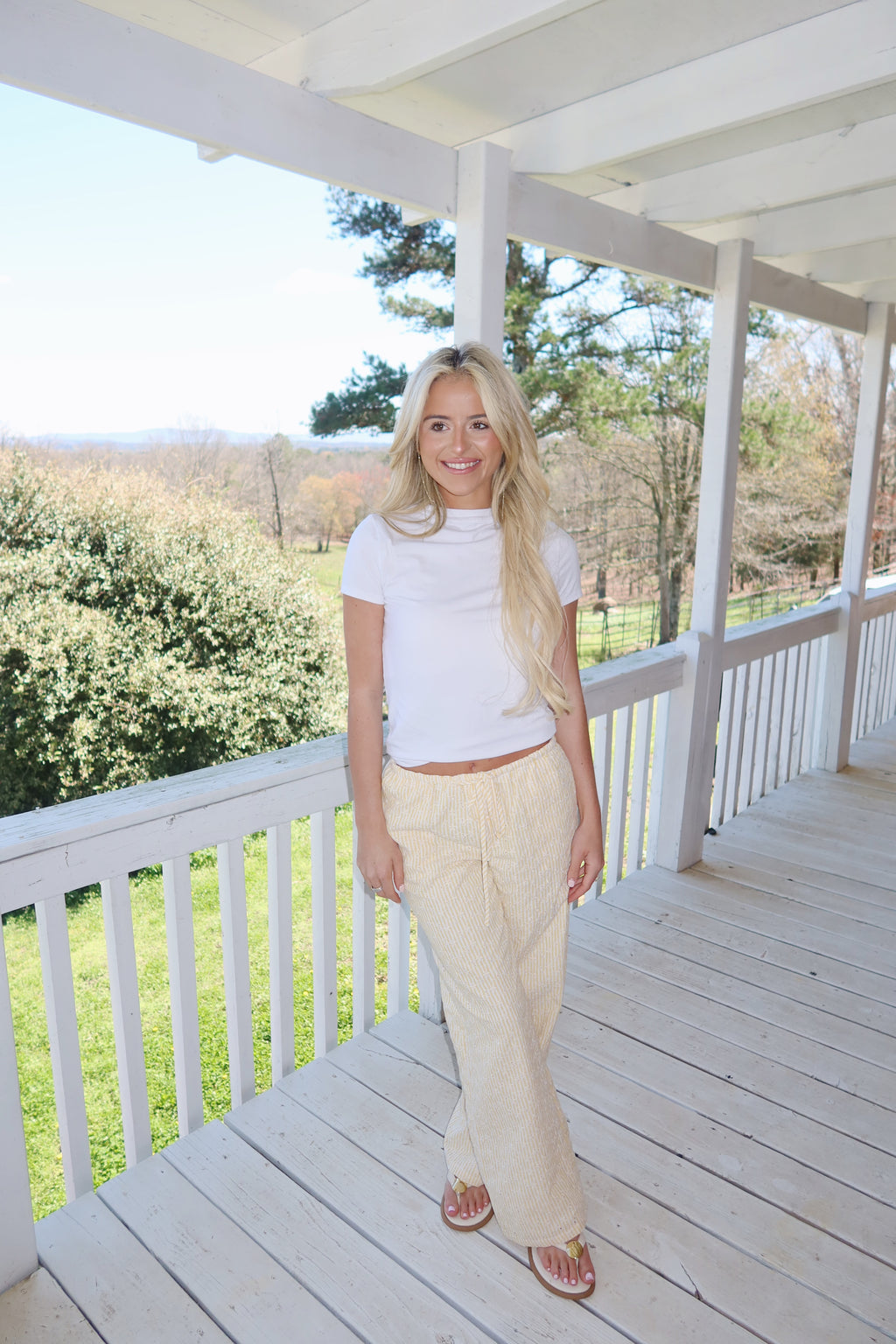 Newport Striped Wide Leg Pants (Yellow)