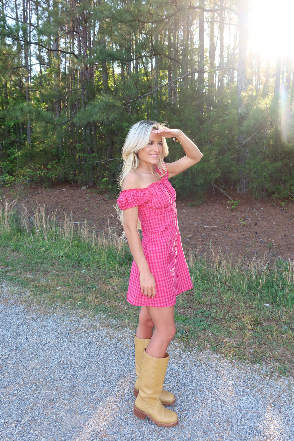 Ida Gingham Frill Strap Mini Dress