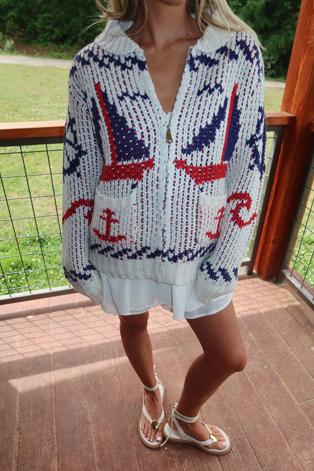 Sailor Zip Up Cardigan