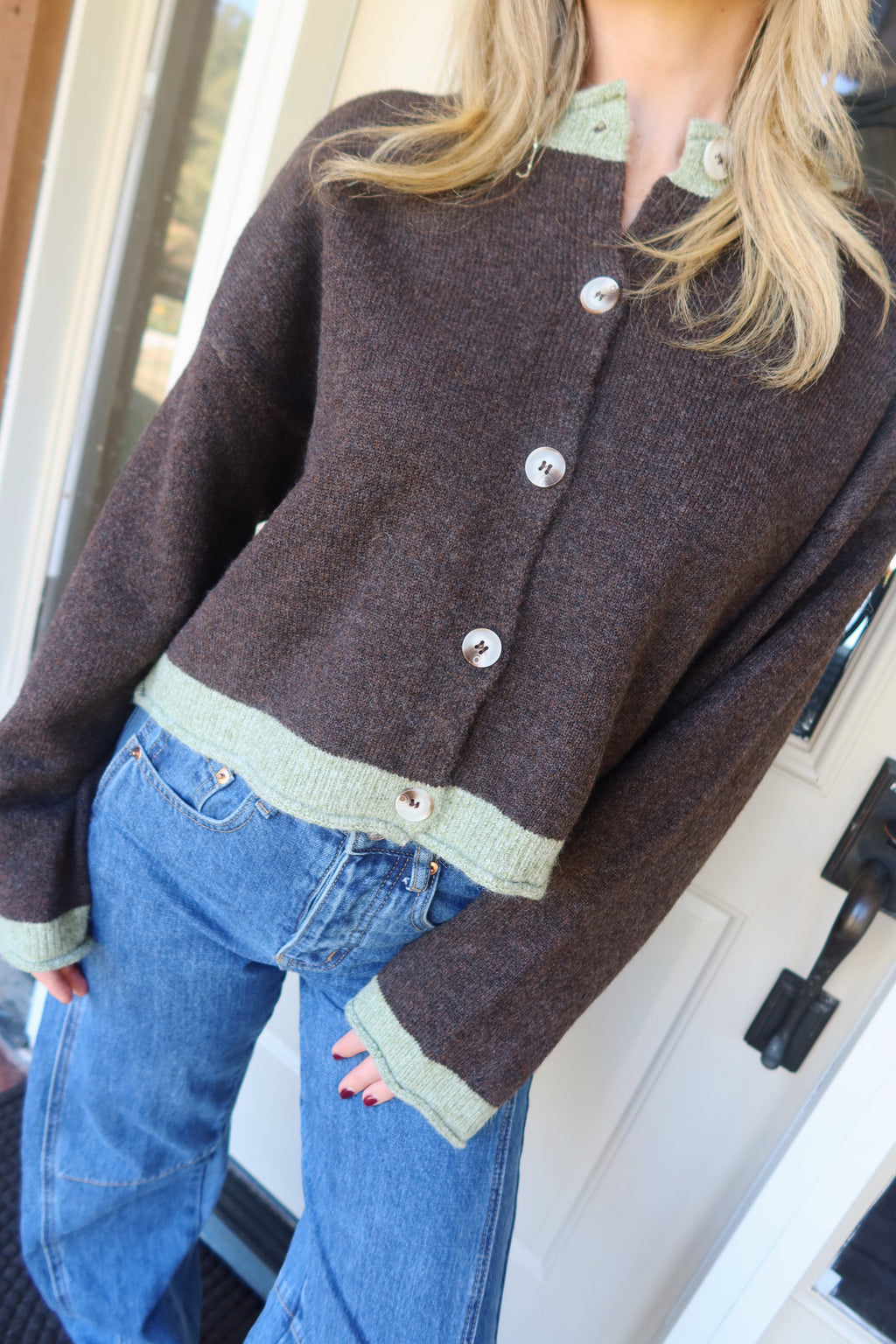 Allie Contrast Trim Cardigan