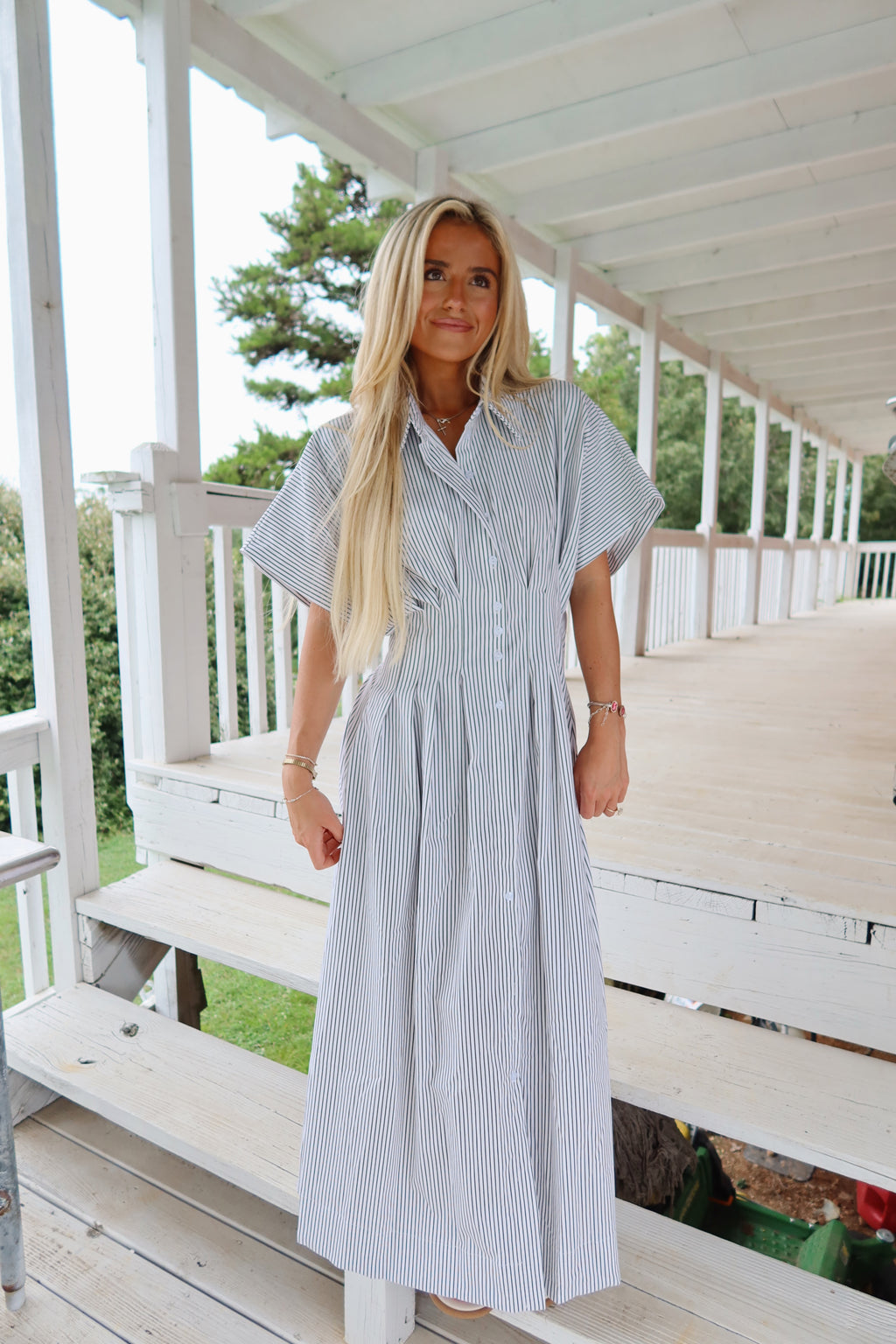 Pin-Stripe Midi Dress