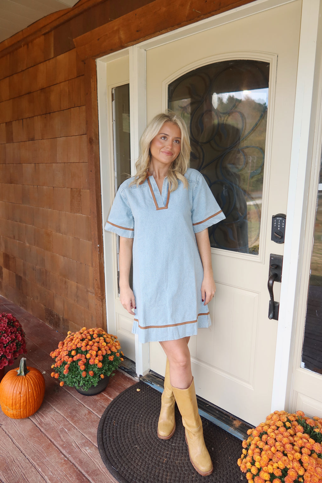 Marcie V-neck Denim Dress