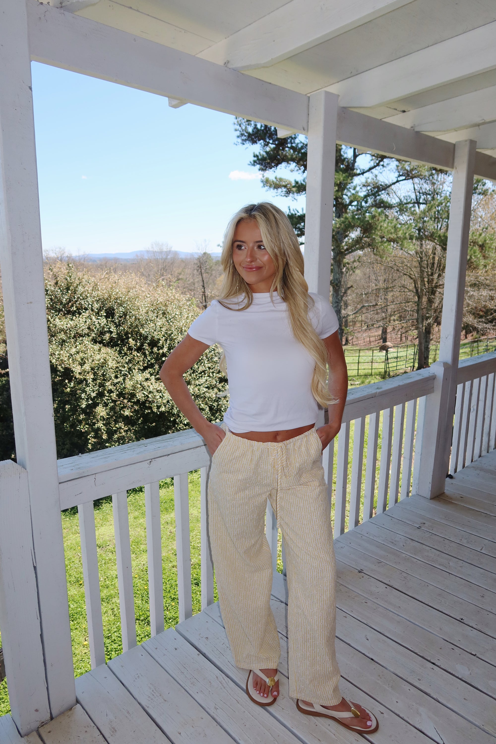 Newport Striped Wide Leg Pants (Yellow)