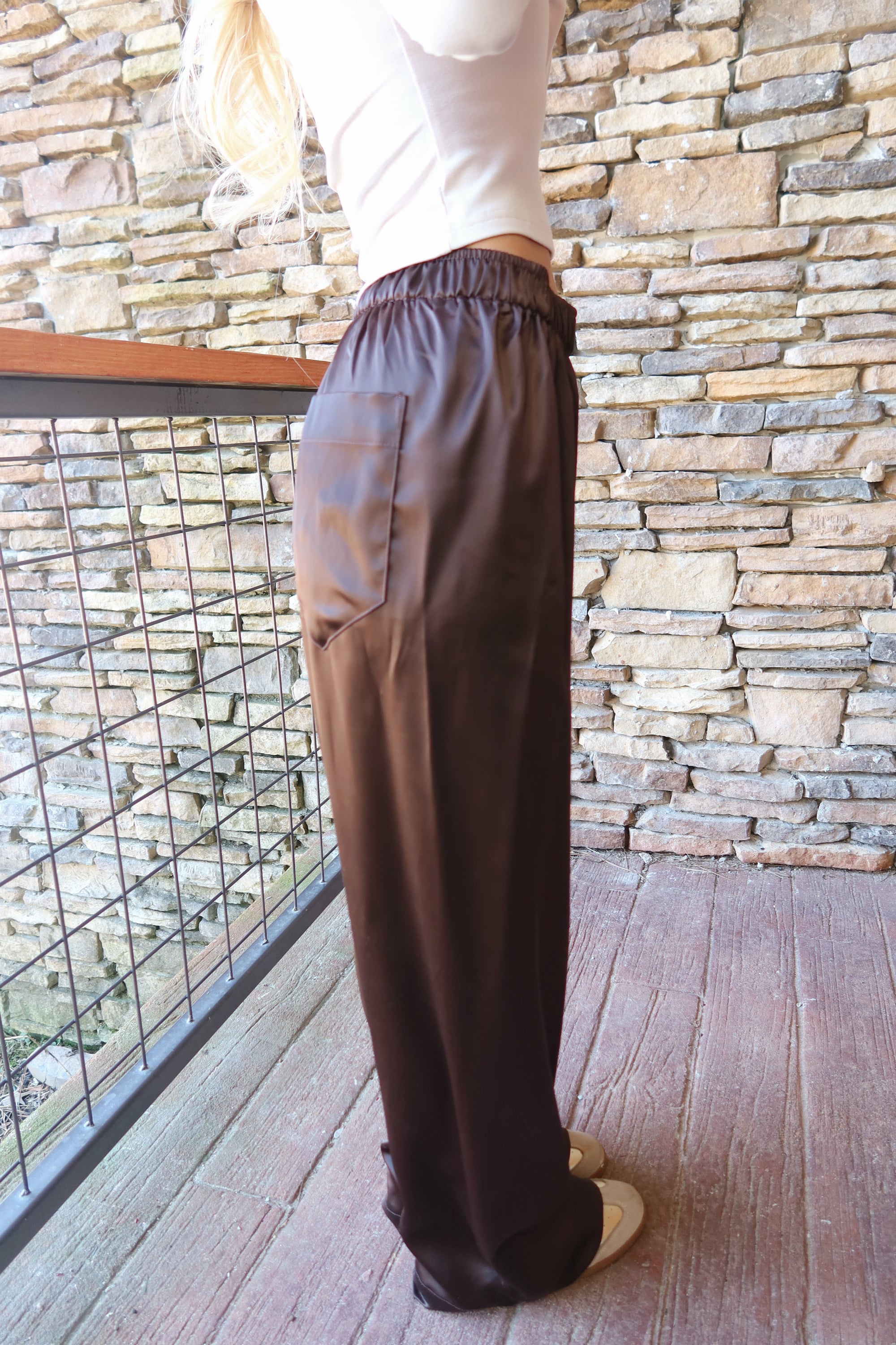 Sylvie Satin Pants (Brown)