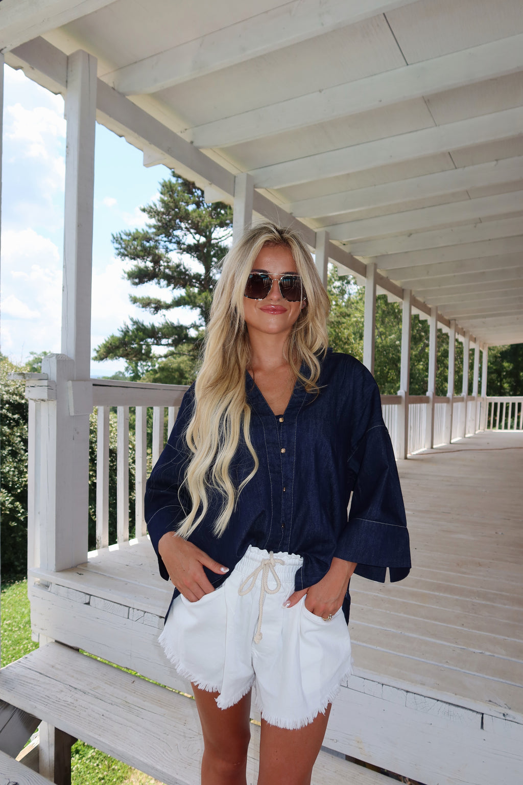Wrenley Oversized Denim Top