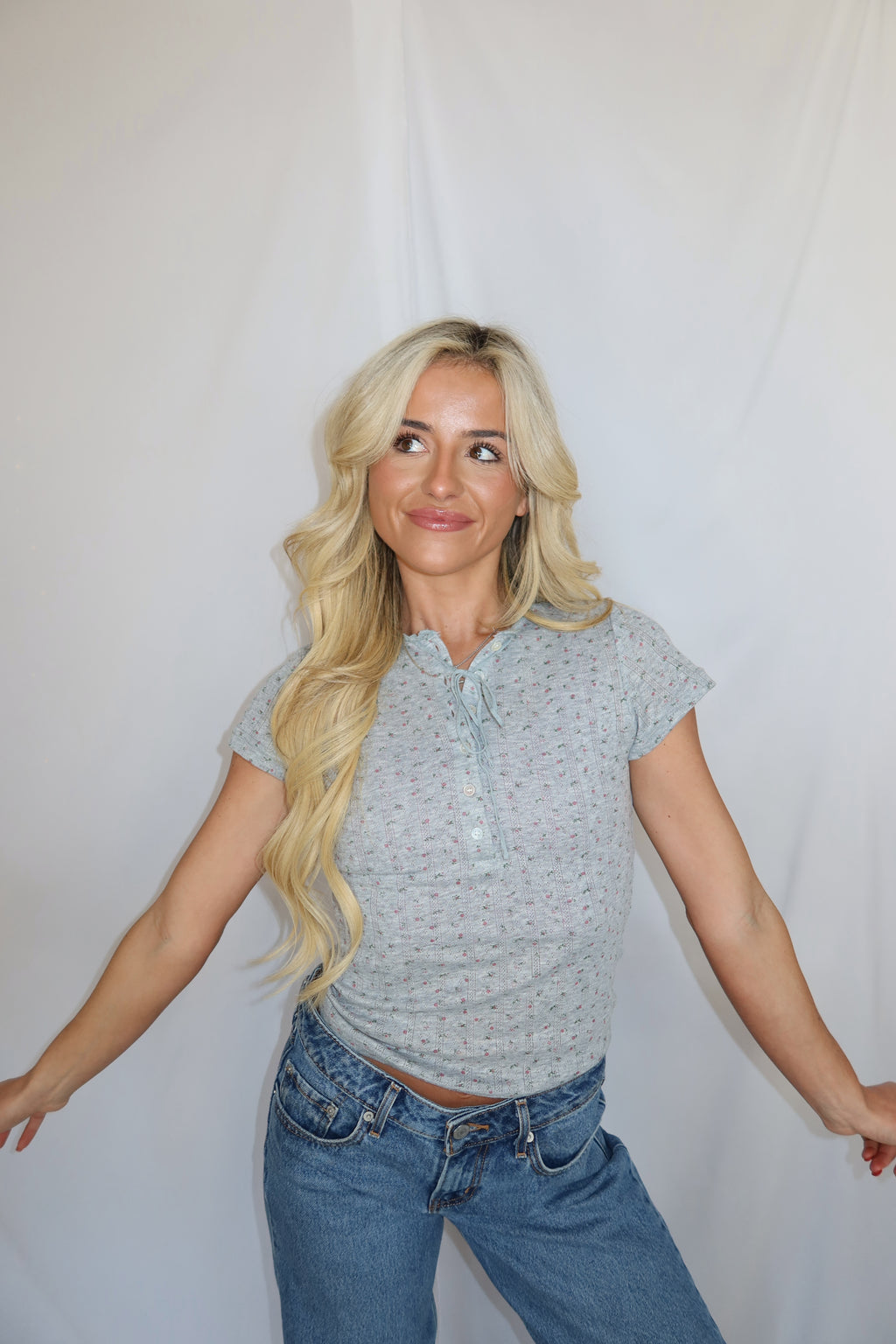 Luna Ribbed Baby Tee (Grey)