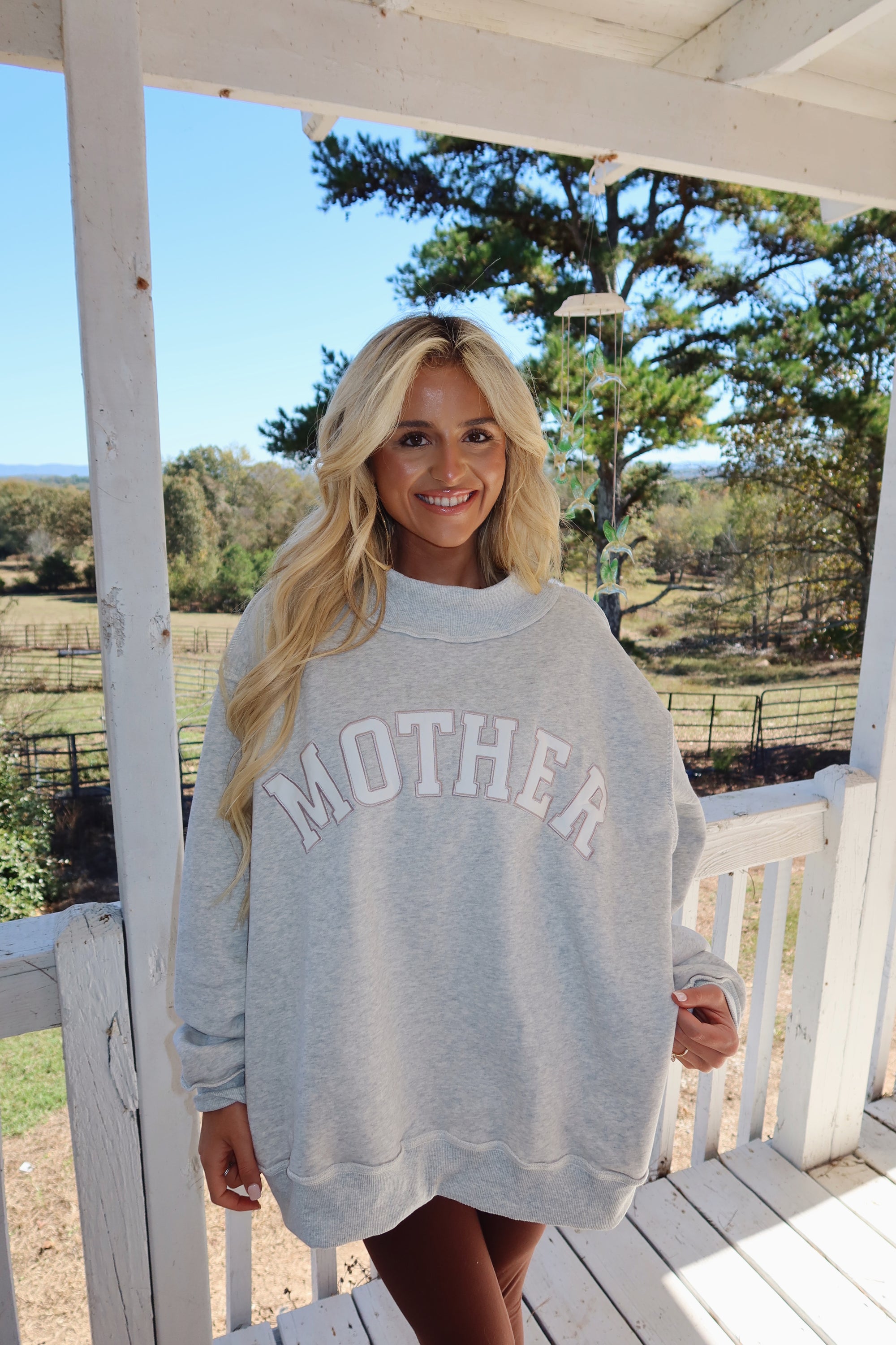 Mother Embroidered Mock Neck