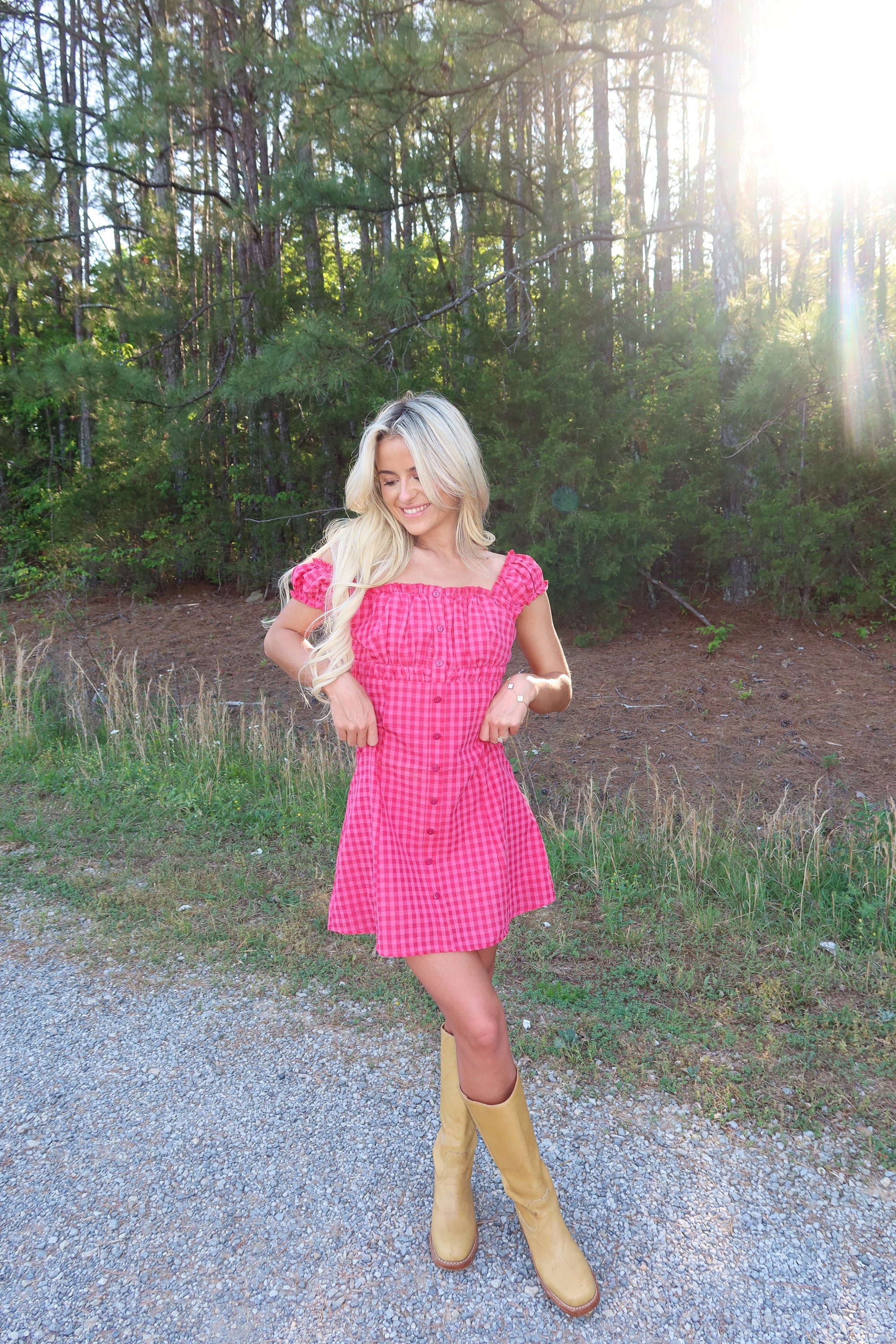 Ida Gingham Frill Strap Mini Dress