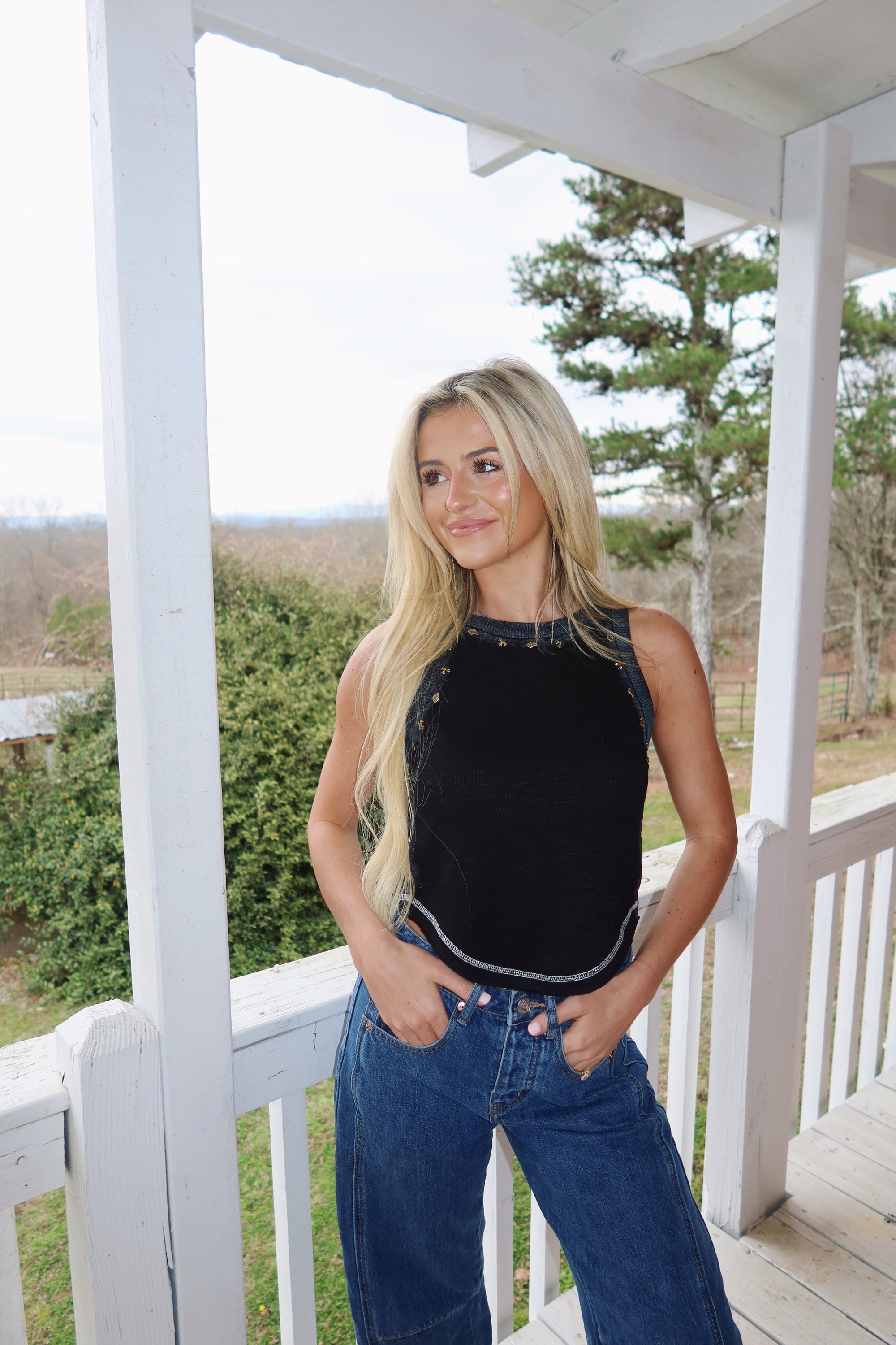 Audrey Sleeveless Knit Top-Black