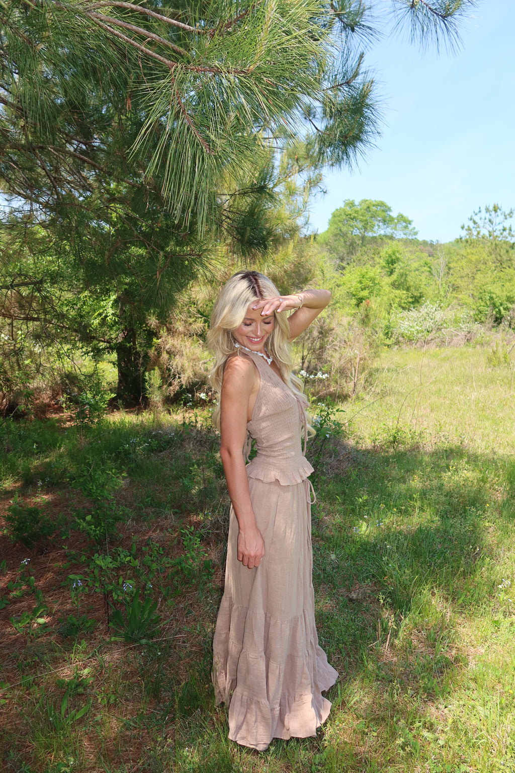 Greta Smocked Halter Set (Rattan)