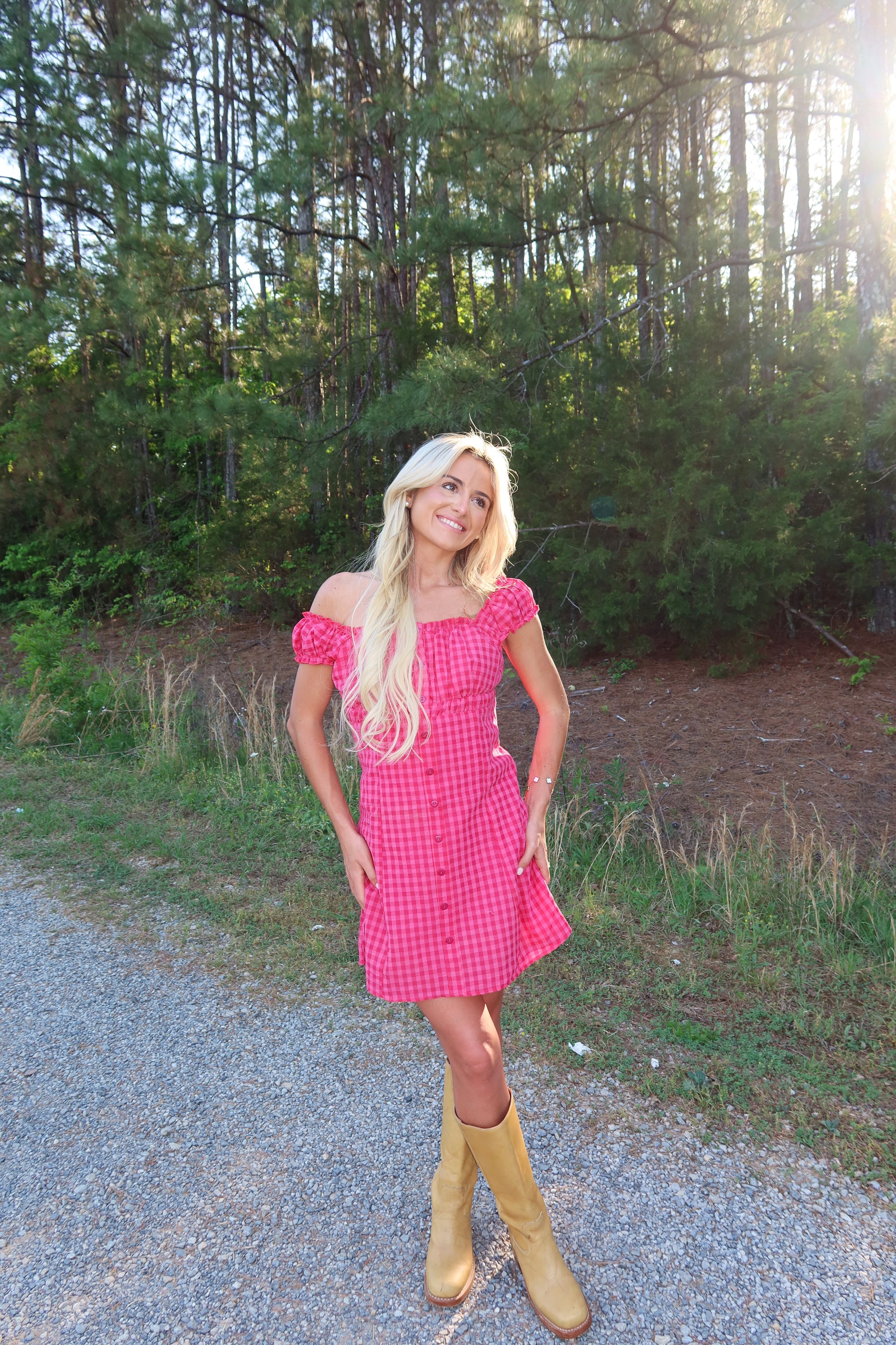 Ida Gingham Frill Strap Mini Dress