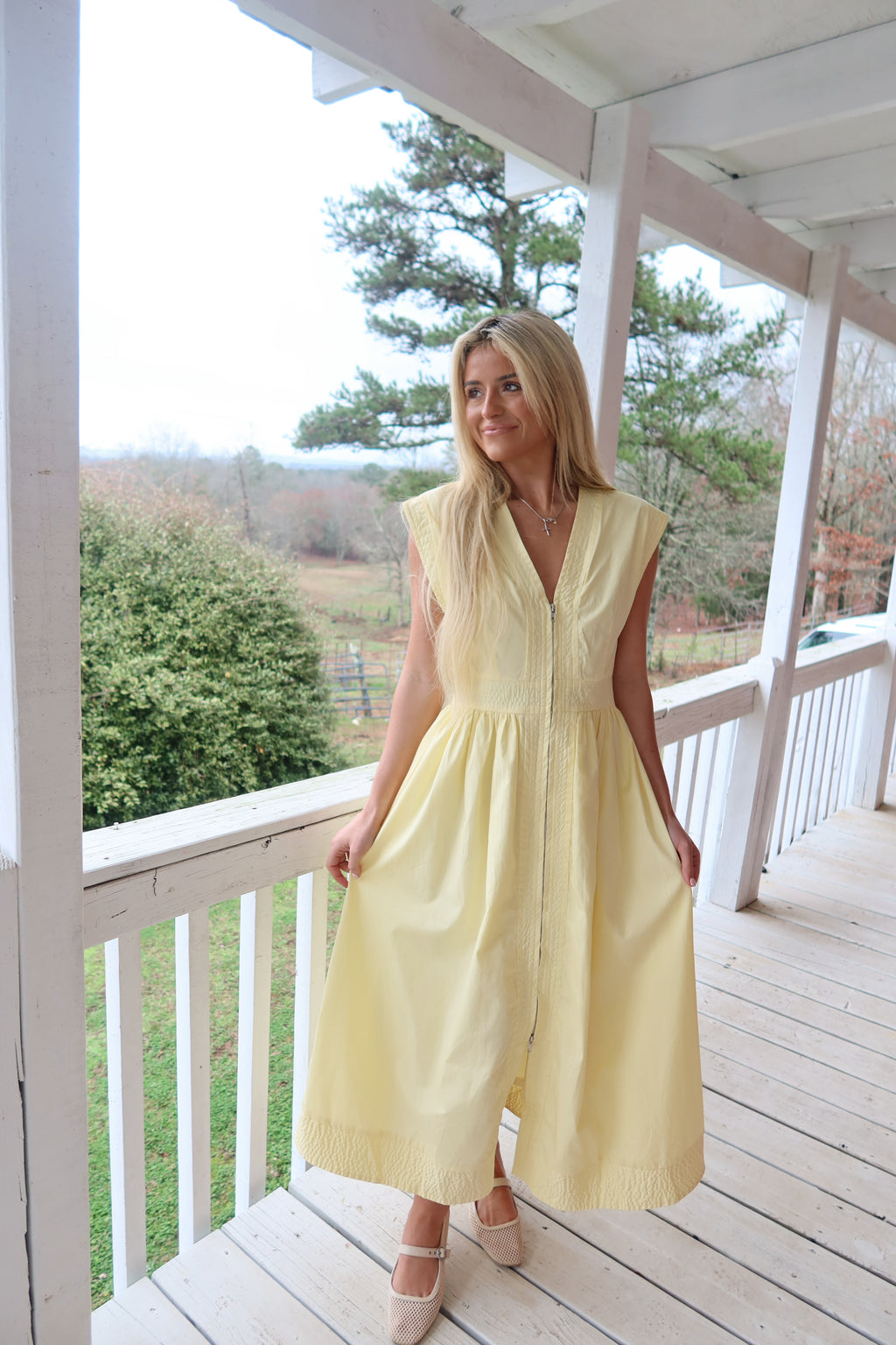 Mia Cap Sleeve Zip Midi Dress