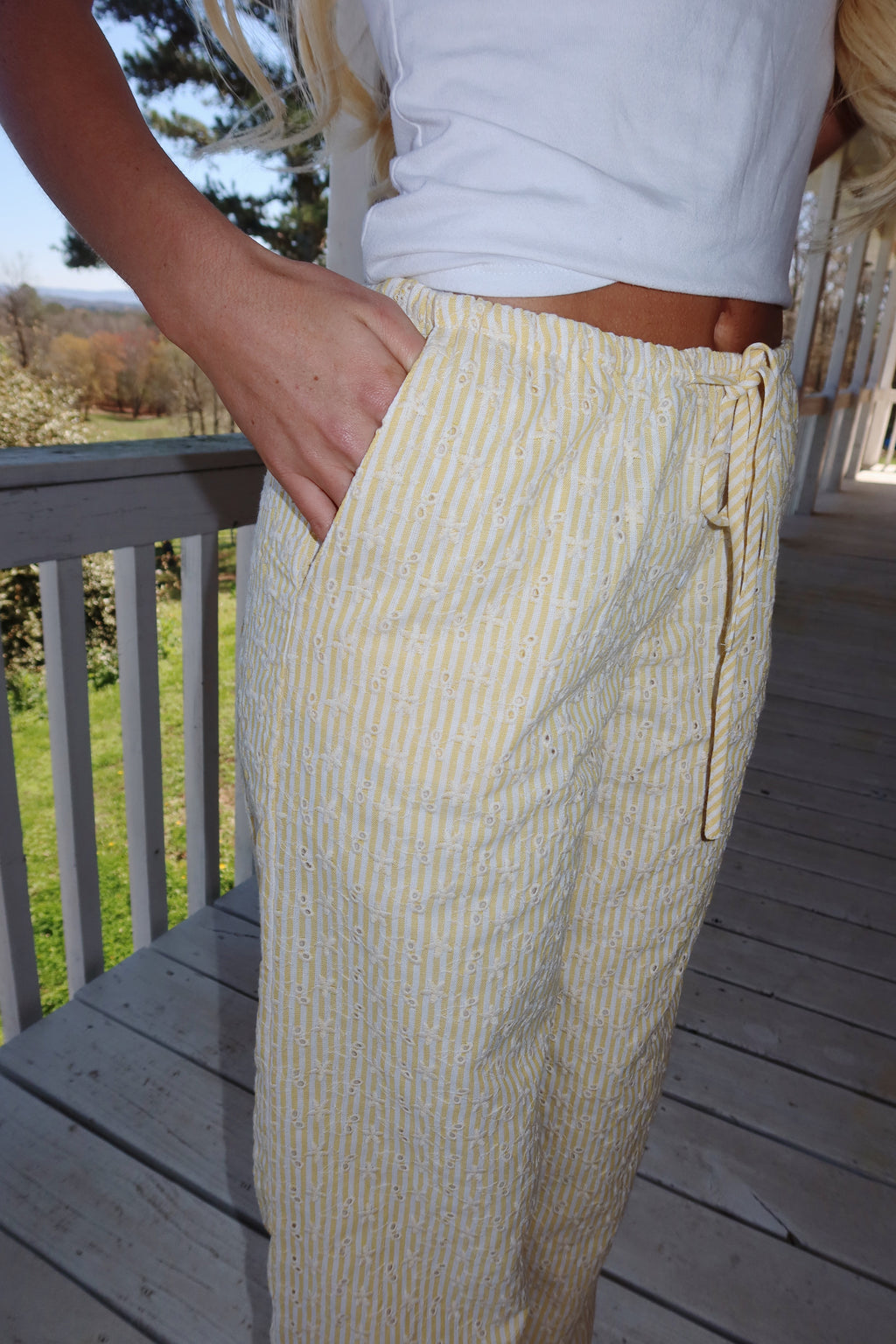 Newport Striped Wide Leg Pants (Yellow)