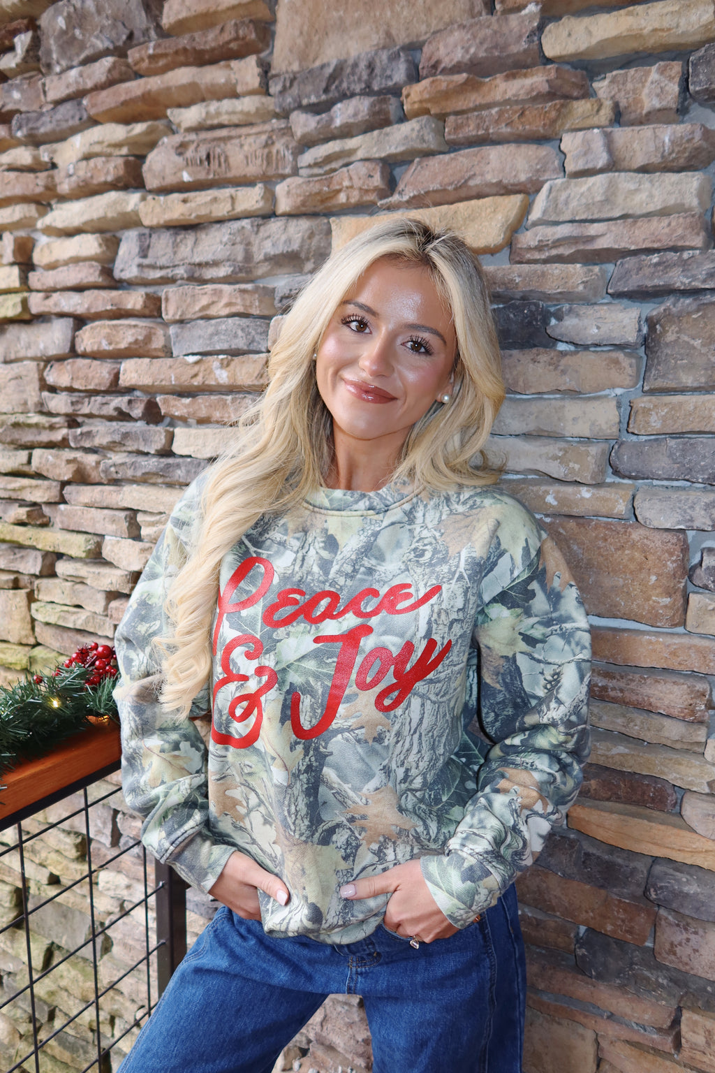 Peace & Joy Holiday Christmas Camo Crew
