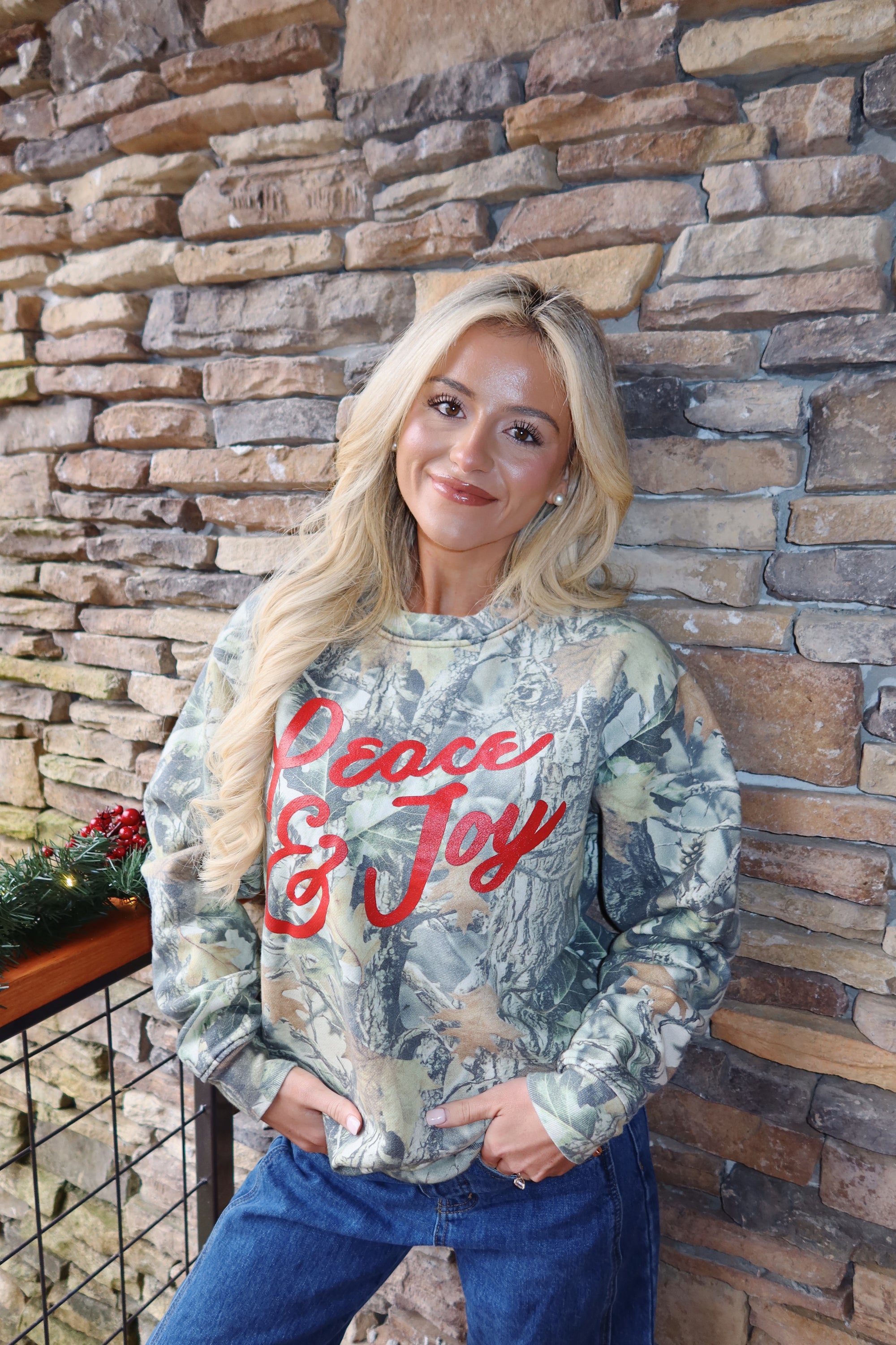 Peace & Joy Holiday Christmas Camo Crew