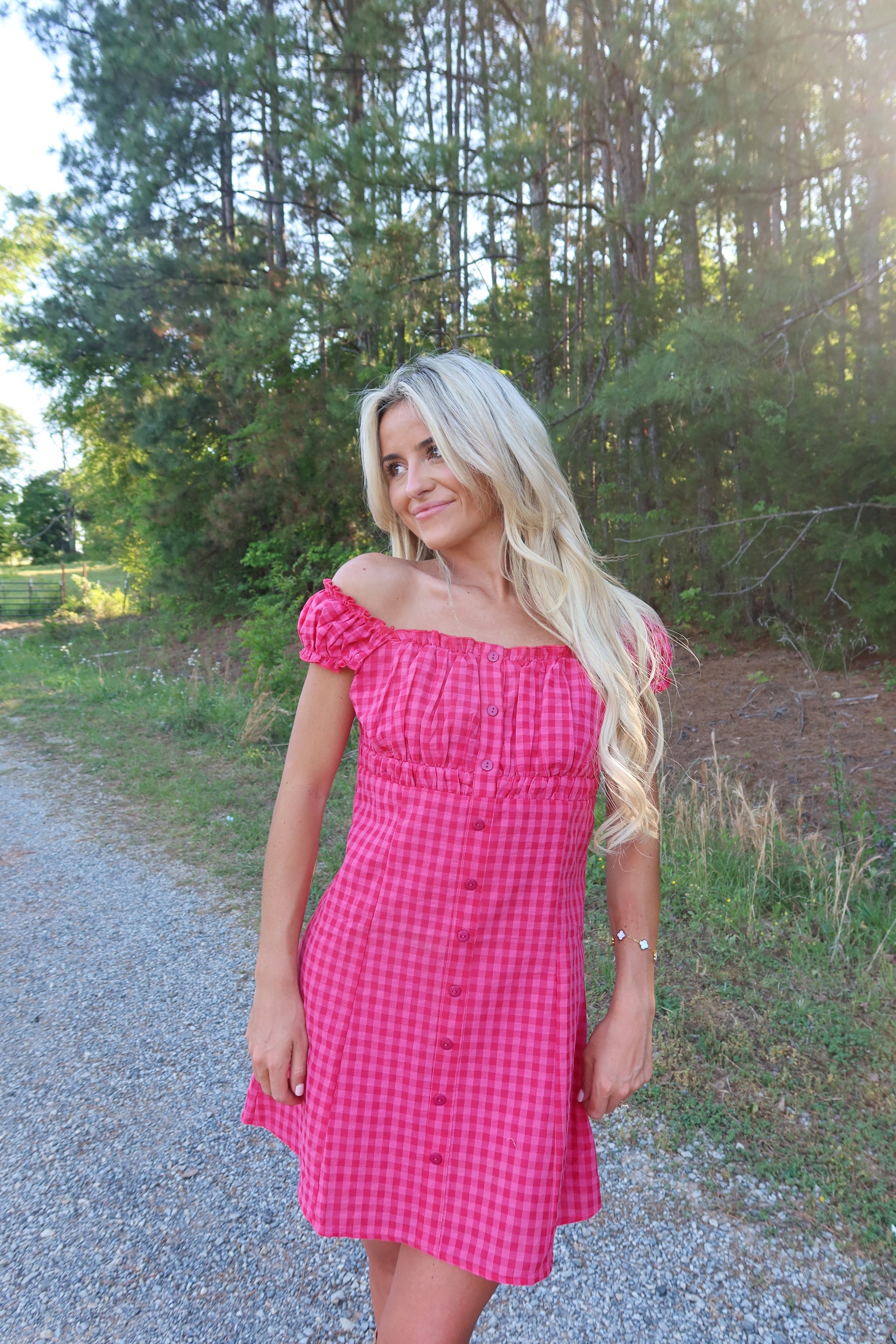 Ida Gingham Frill Strap Mini Dress