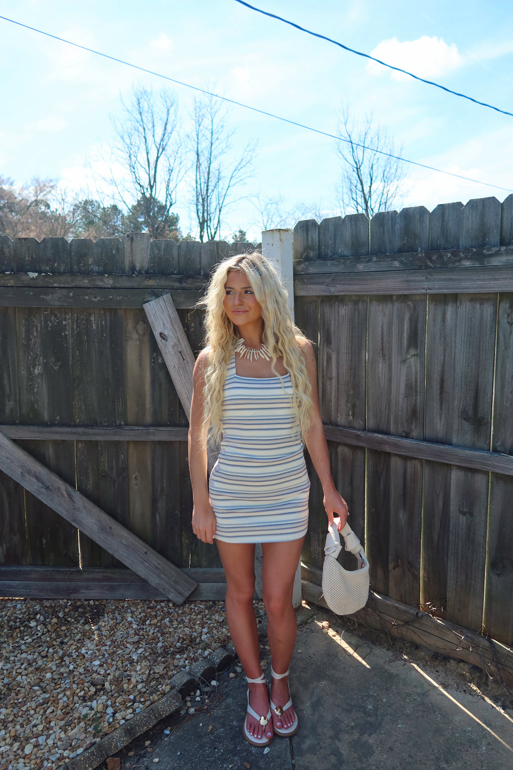 Retro Striped Halter Mini Dress