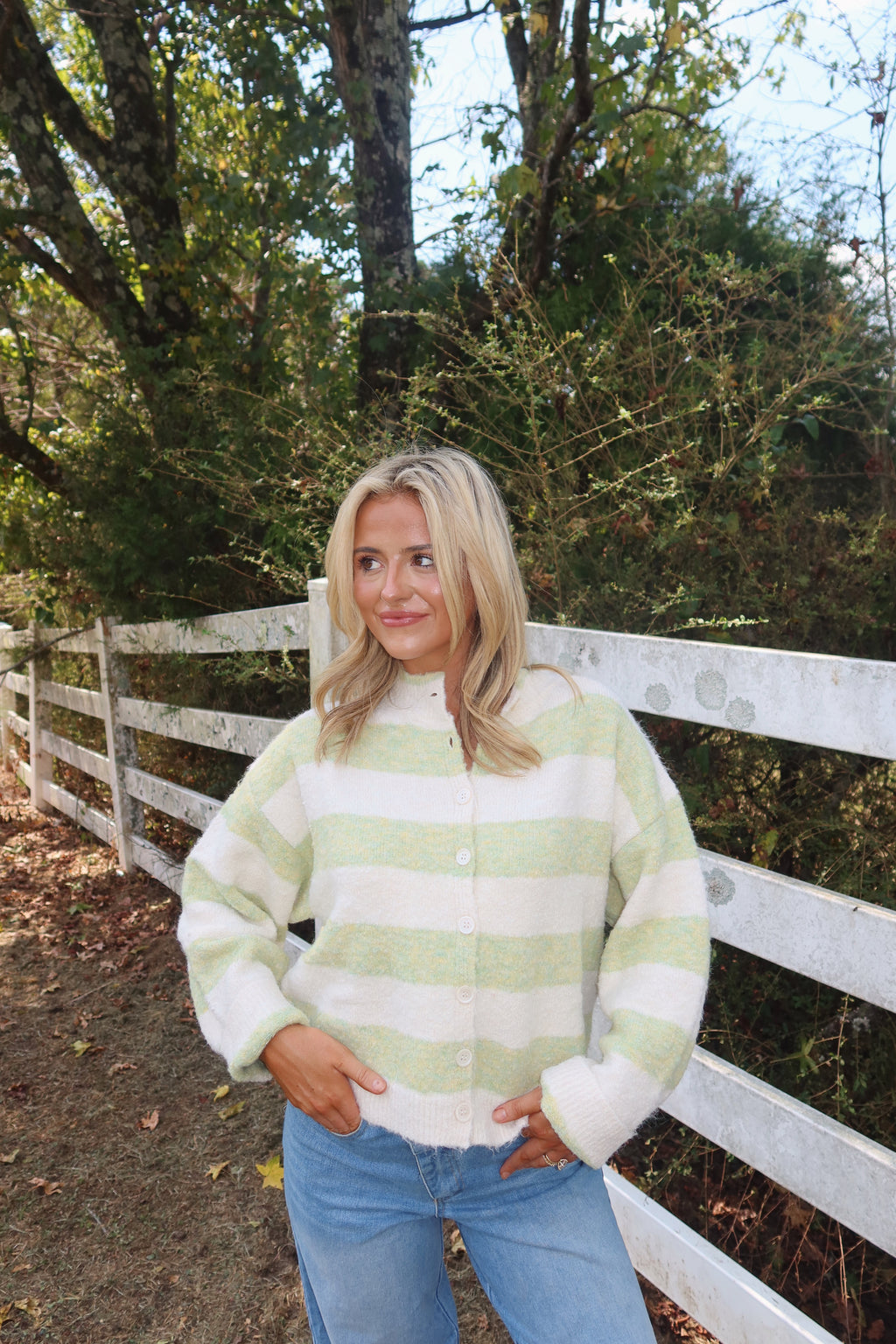 The Heritage Stripe Cardigan (Green)