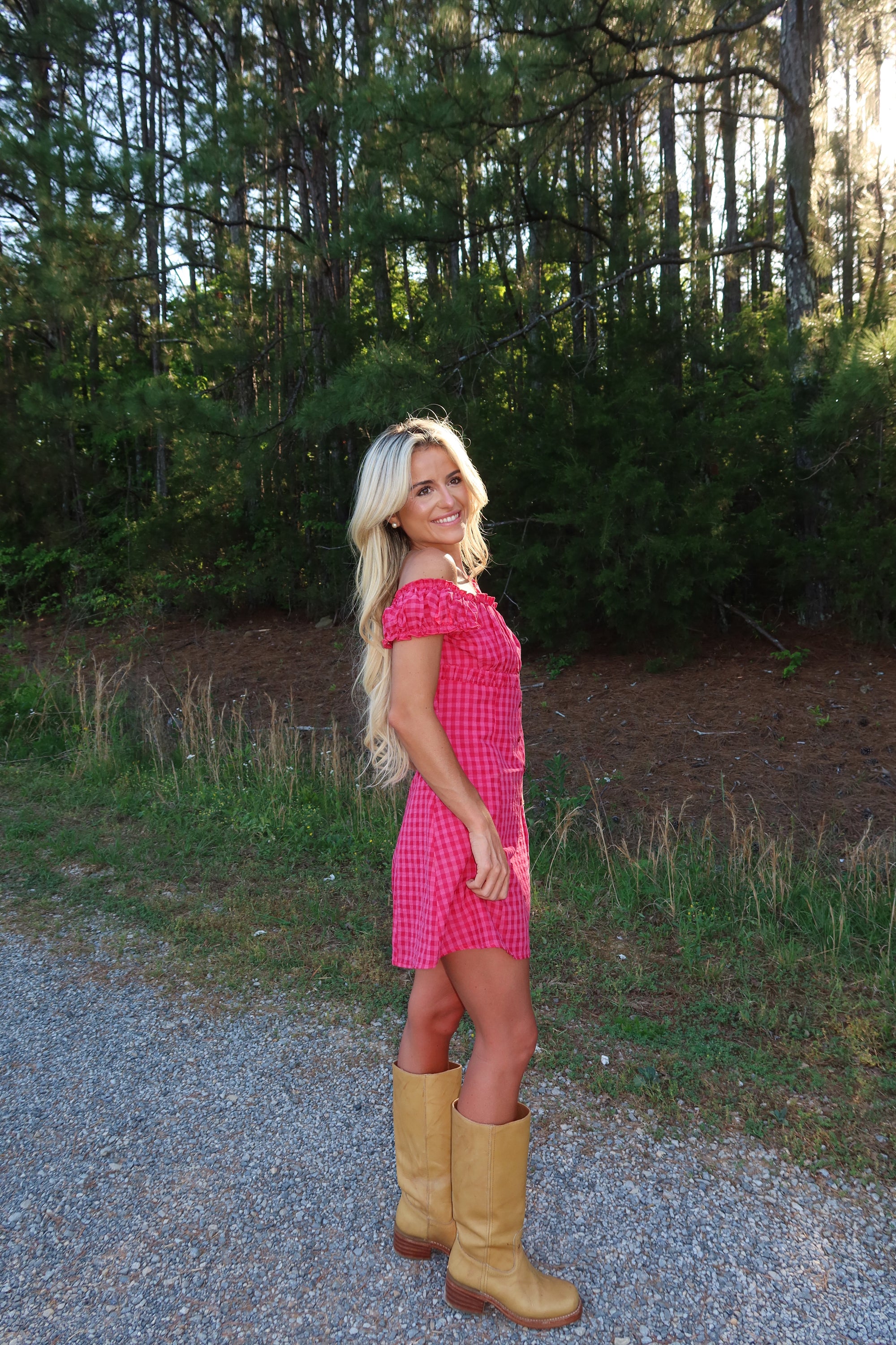 Ida Gingham Frill Strap Mini Dress