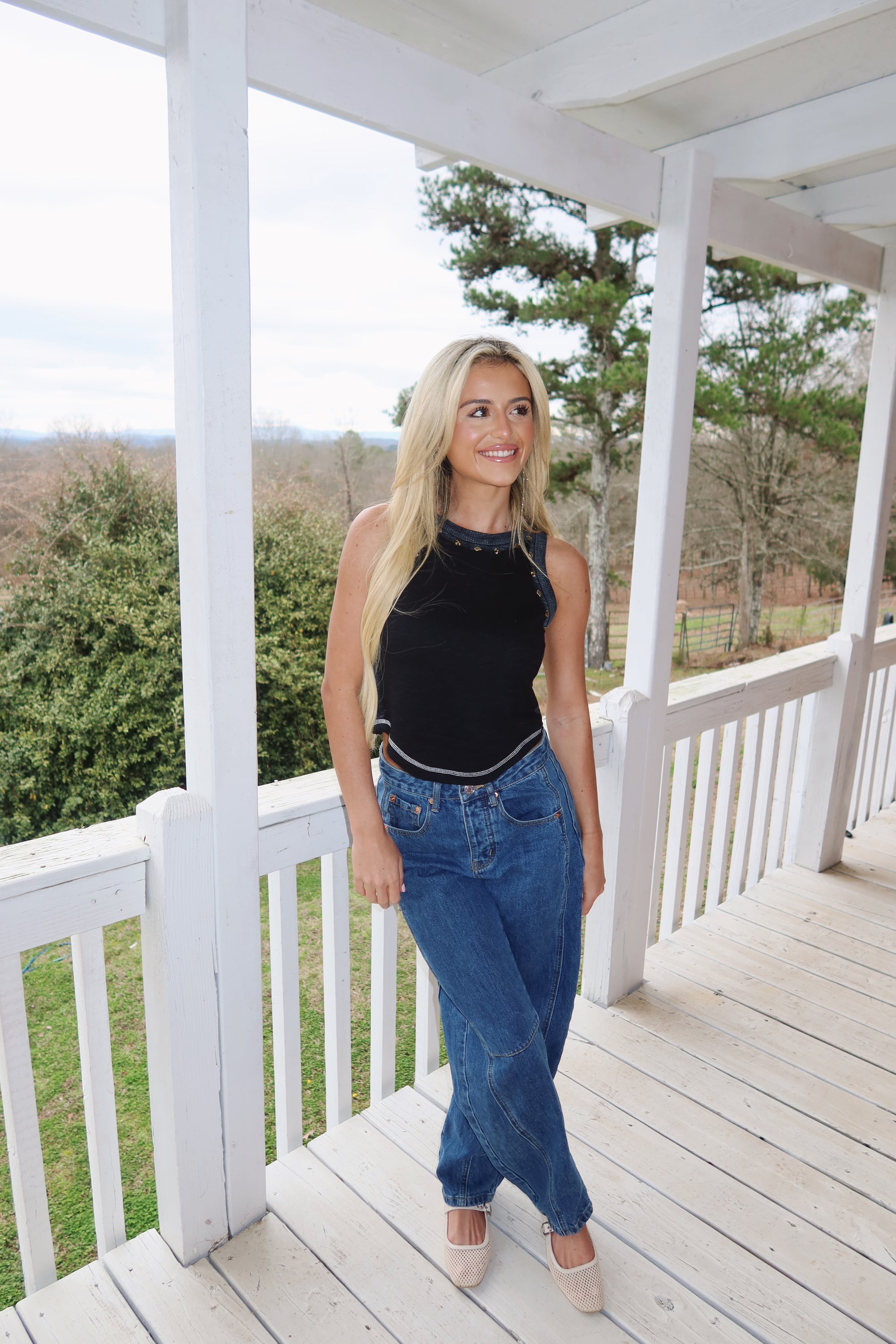 Audrey Sleeveless Knit Top-Black