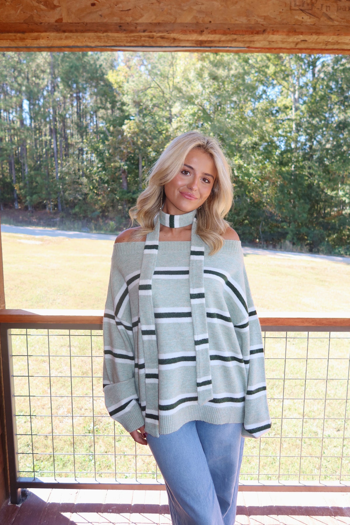 Brooke Striped Sweater with Scarf