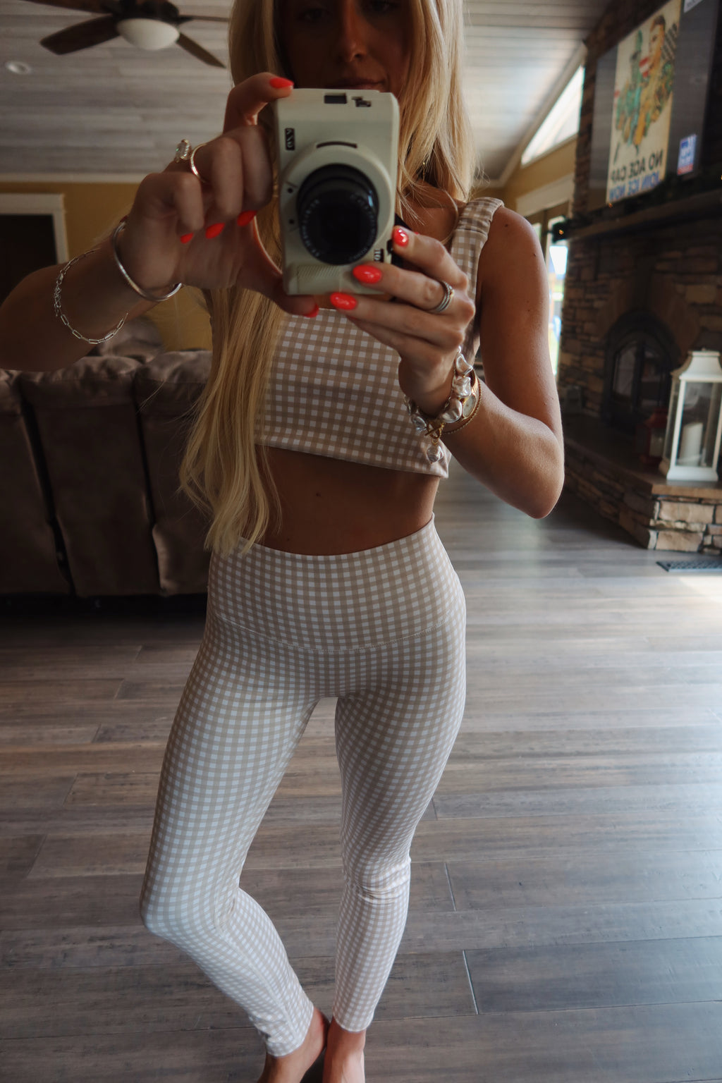 Gingham Workout Set (Beige)